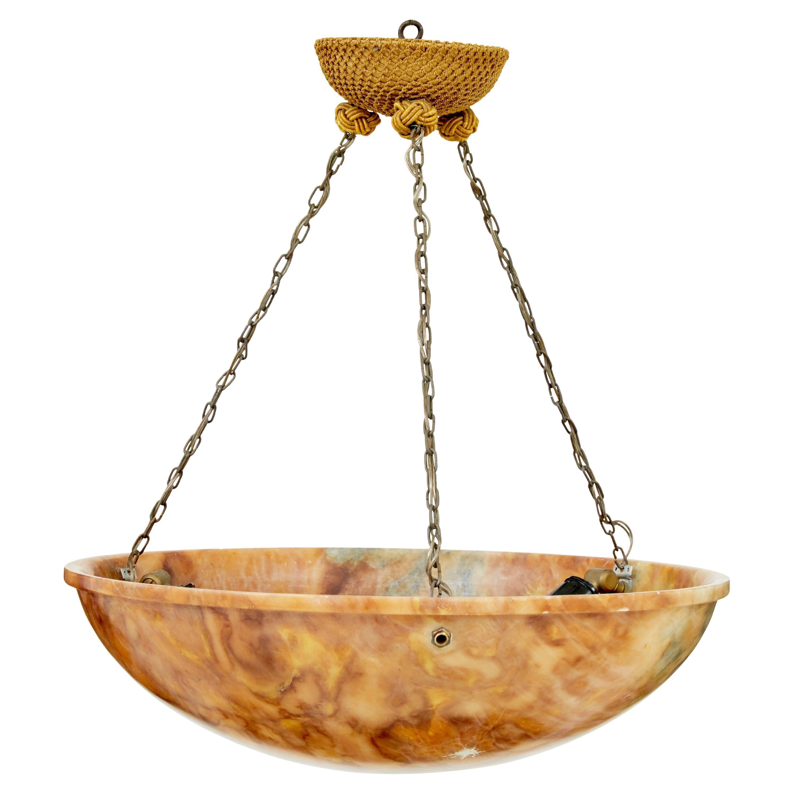 Art Deco alabaster hanging dish light