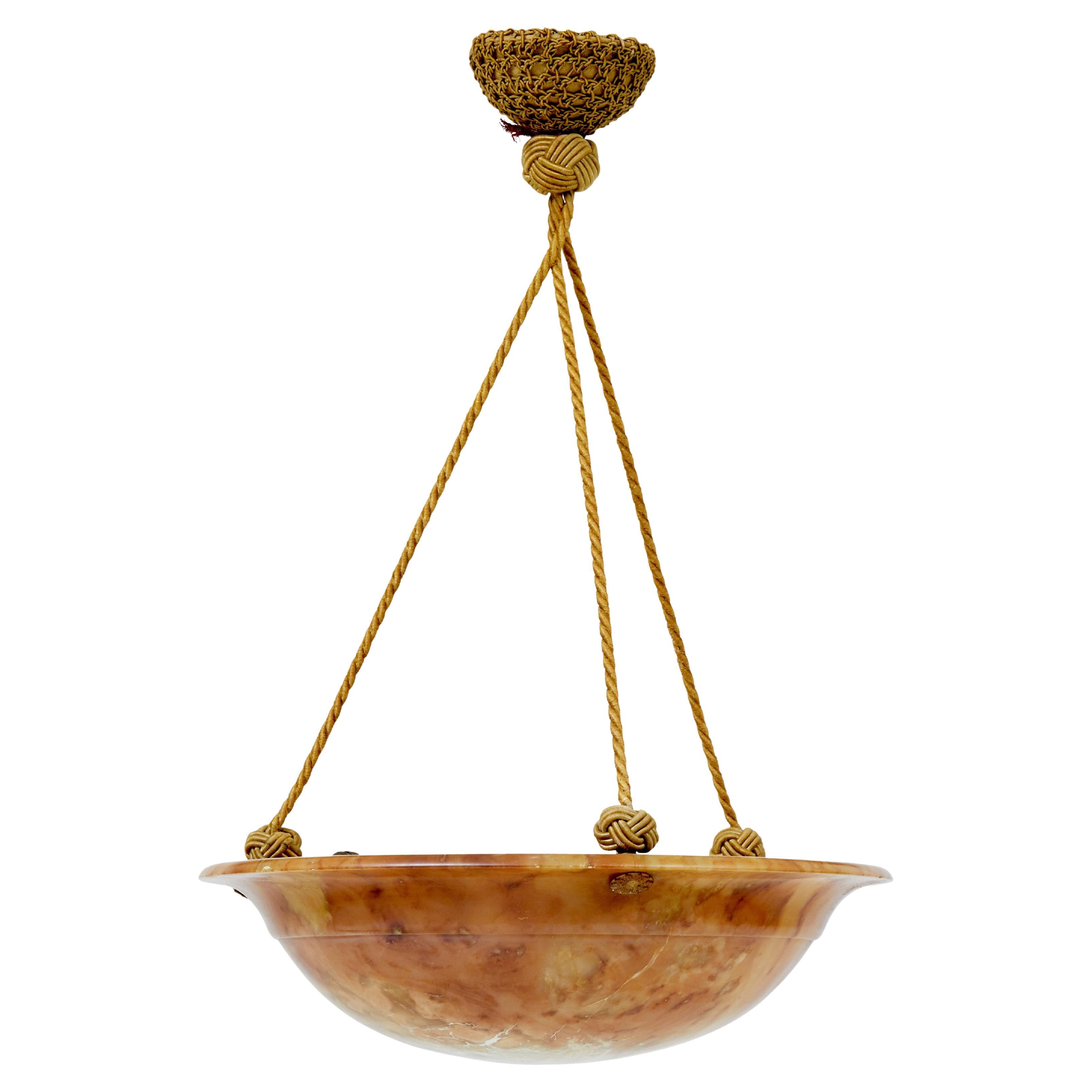 Art Deco alabaster hanging pendant light