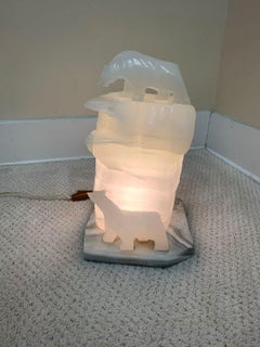 Art Deco Alabaster Lamp with Polar Bears, Circa 1920’s-`1930’s