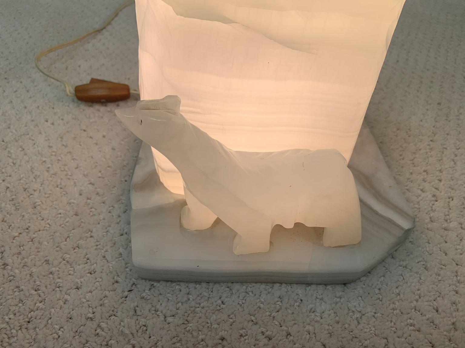 Art Deco Alabaster Lamp with Polar Bears, Circa 1920’s-`1930’s 1