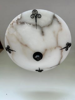 Lampada a sospensione in alabastro in stile Art Déco