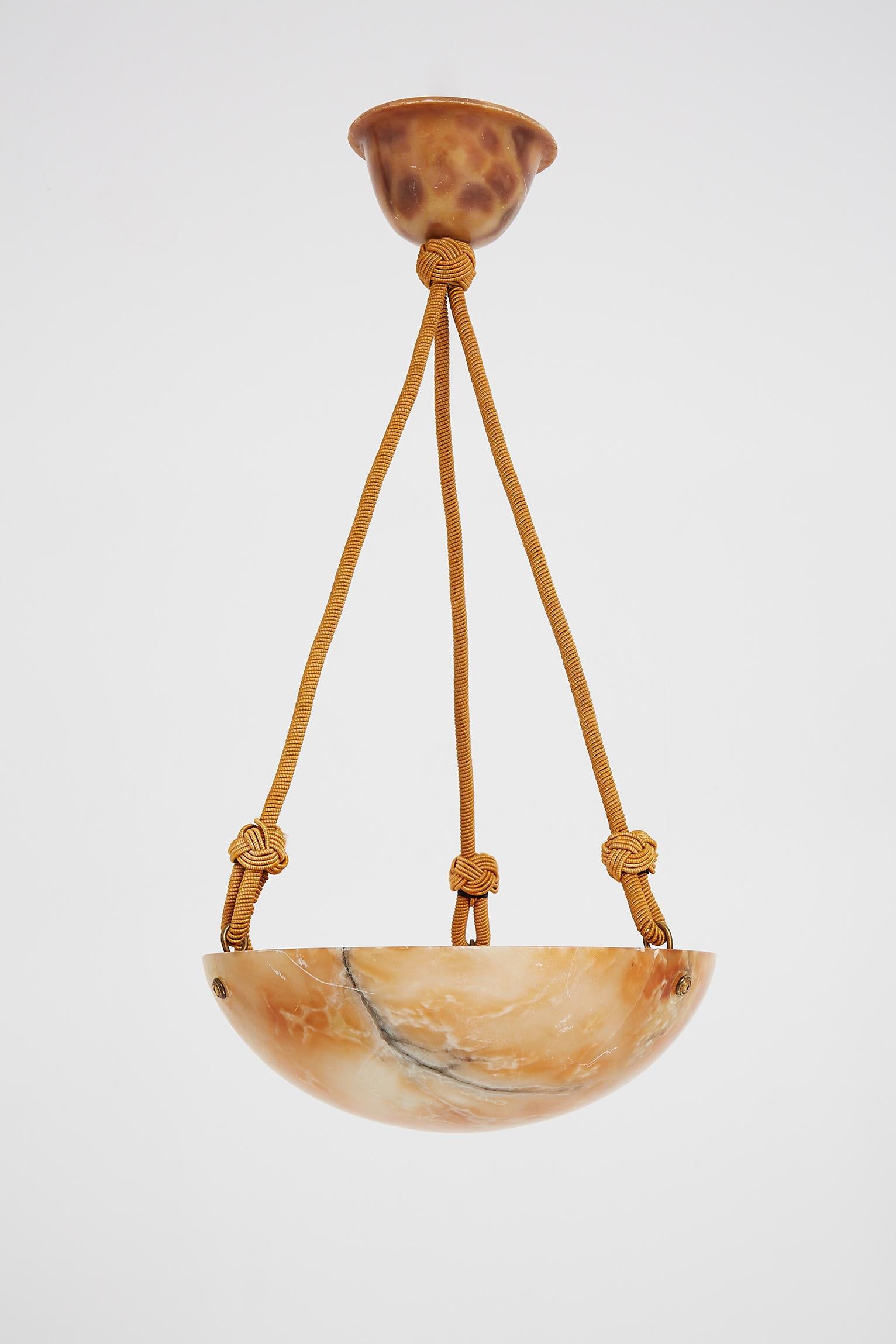 French Art Deco Alabaster Pendant Light