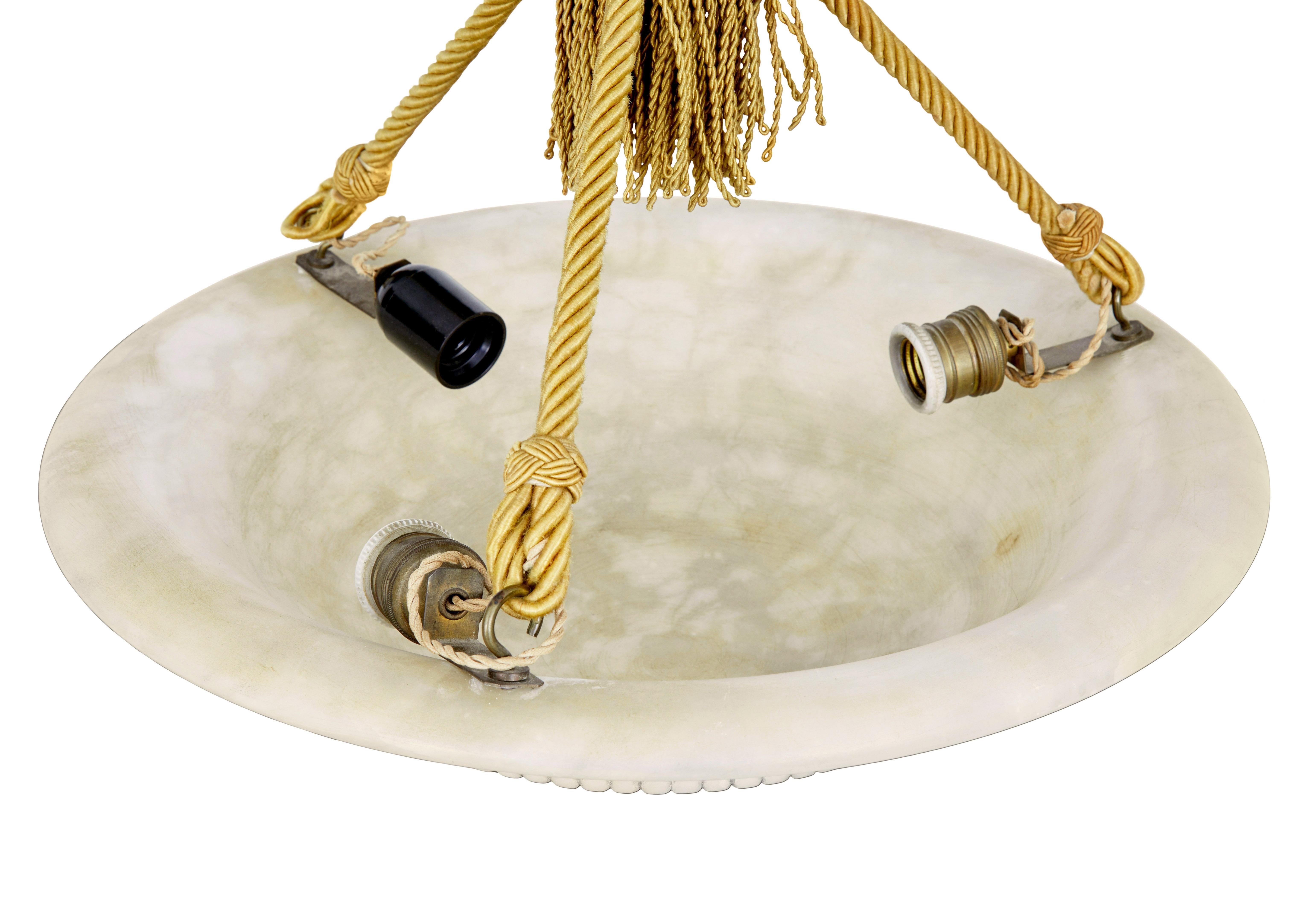 Swedish Art Deco alabaster pendant light For Sale