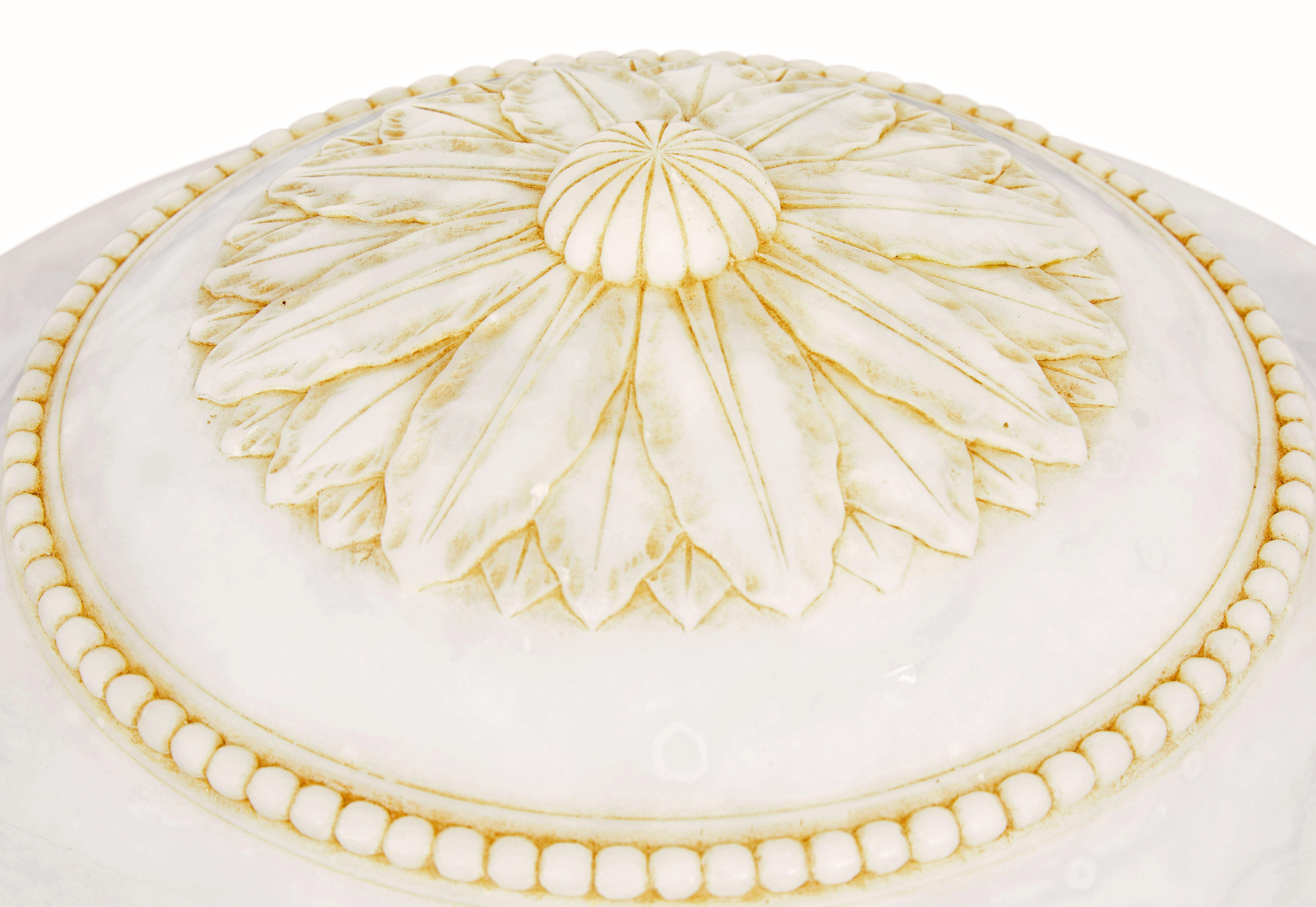 Carved Art deco alabaster pendant light