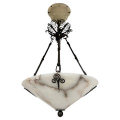 Lampada a sospensione in alabastro in stile Art Déco