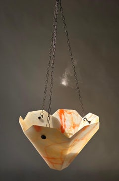 Art Deco Alabaster Pendant Light, France, 1930s