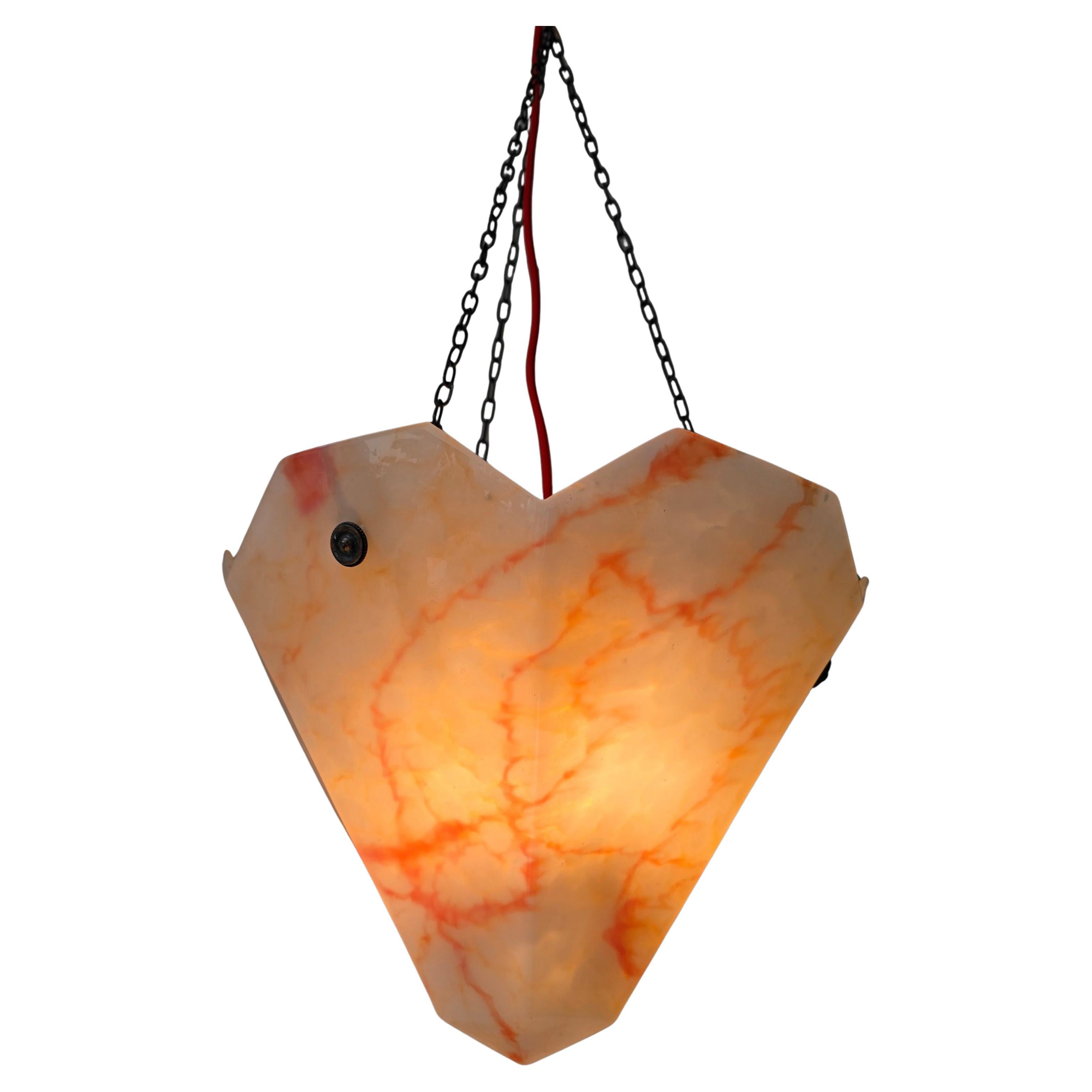 Lampada a sospensione in alabastro Art Déco, Francia, anni '30 In condizioni buone in vendita a Antwerp, BE