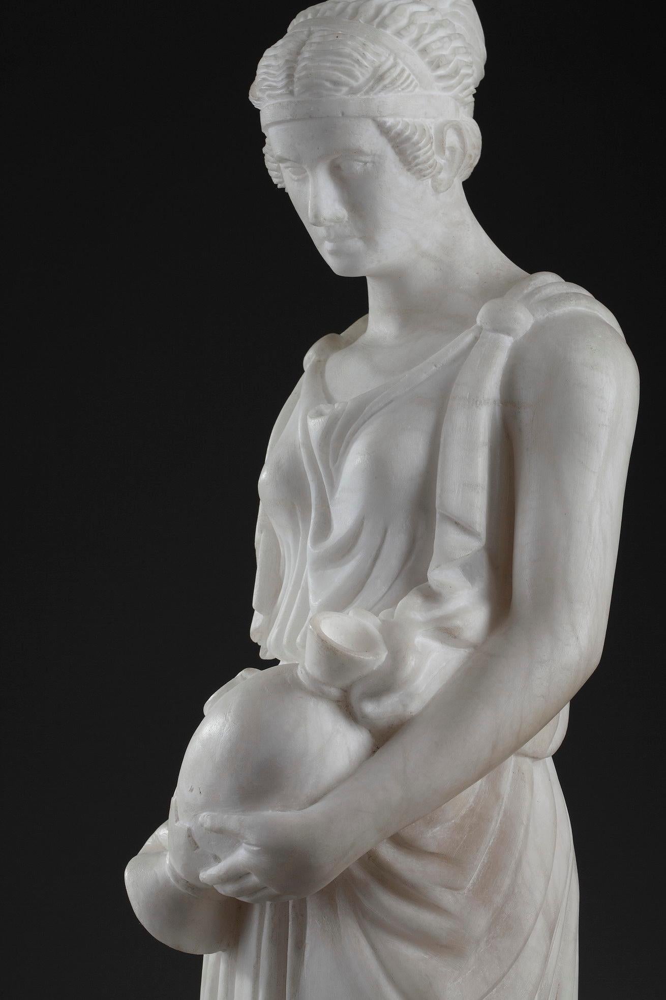 Art Deco Alabaster Sculpture The Samaritan Woman For Sale 5