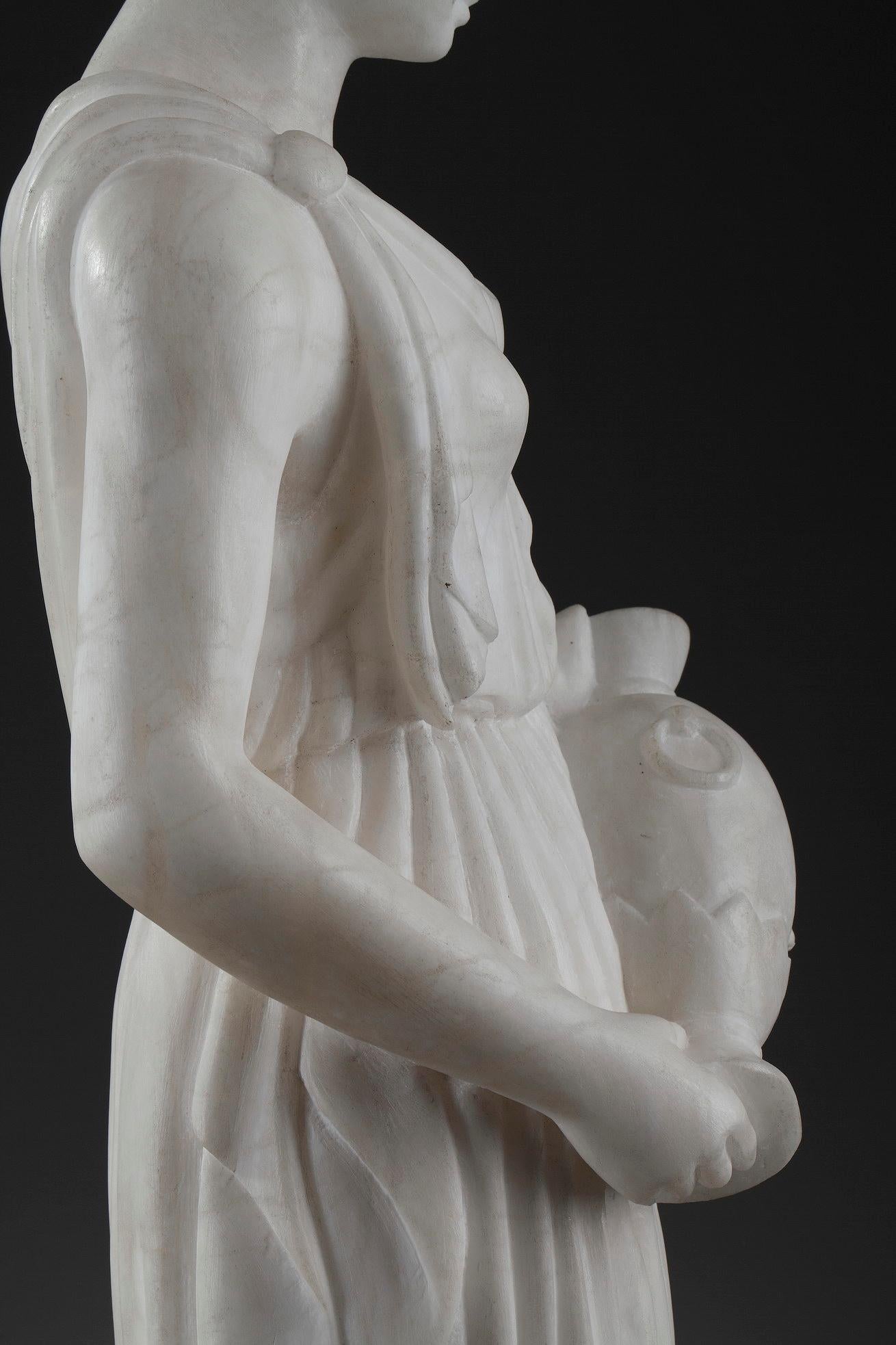 Art Deco Alabaster Sculpture The Samaritan Woman For Sale 8