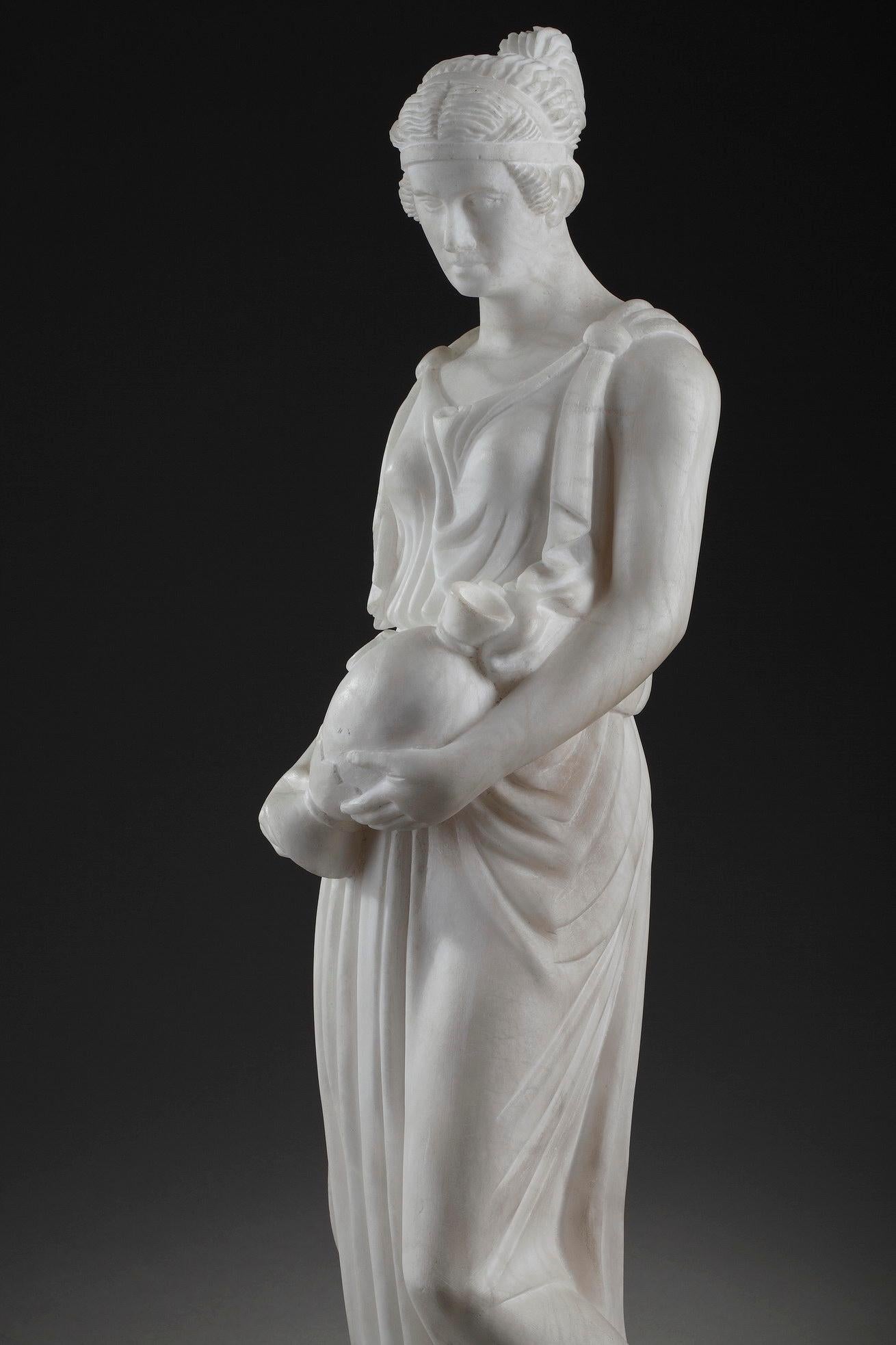 Art Deco Alabaster Sculpture The Samaritan Woman For Sale 13