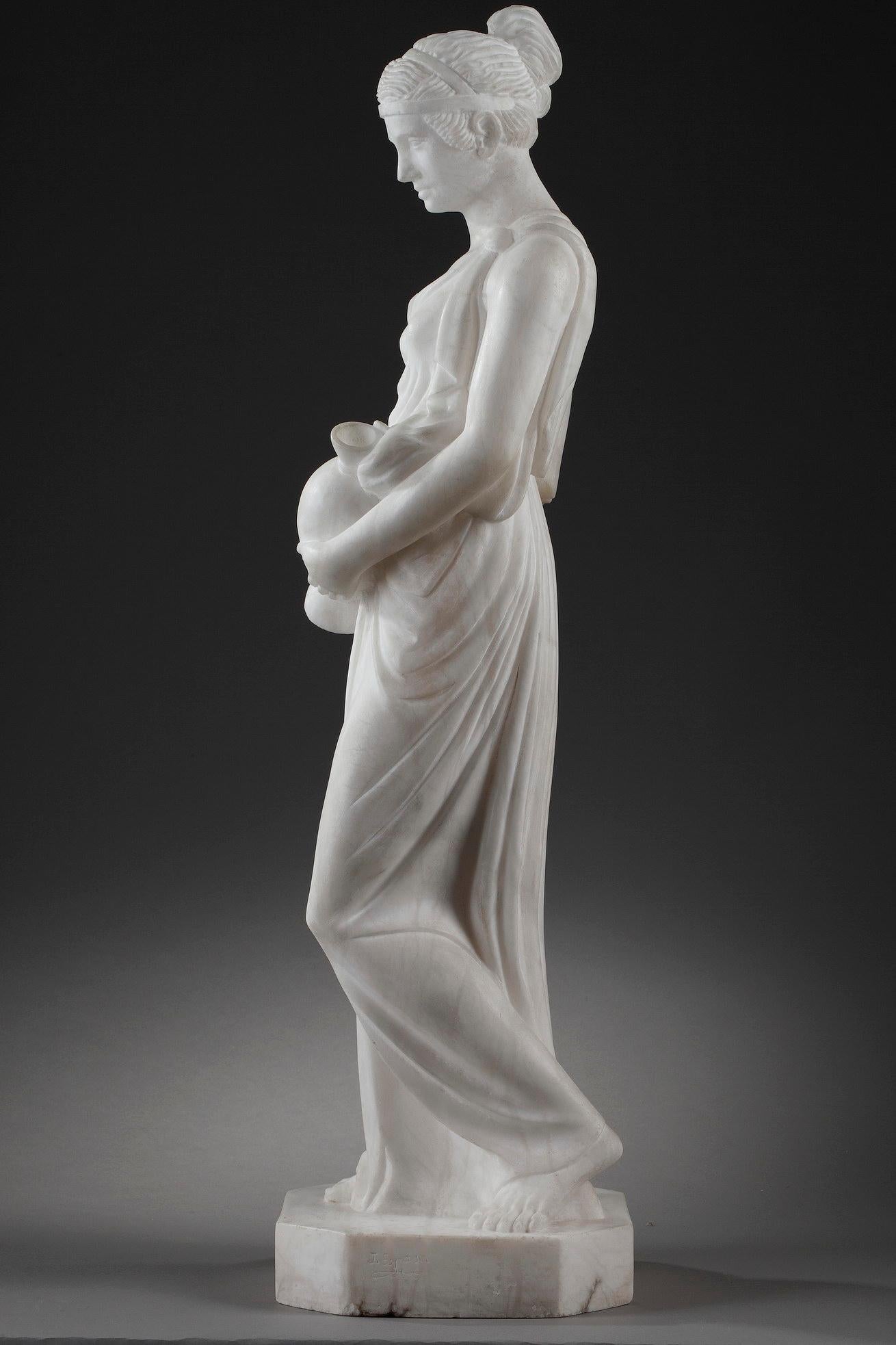 French Art Deco Alabaster Sculpture The Samaritan Woman For Sale