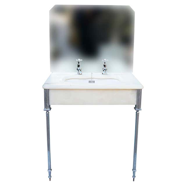 Fantastic Double Sink with Column Legs at 1stDibs