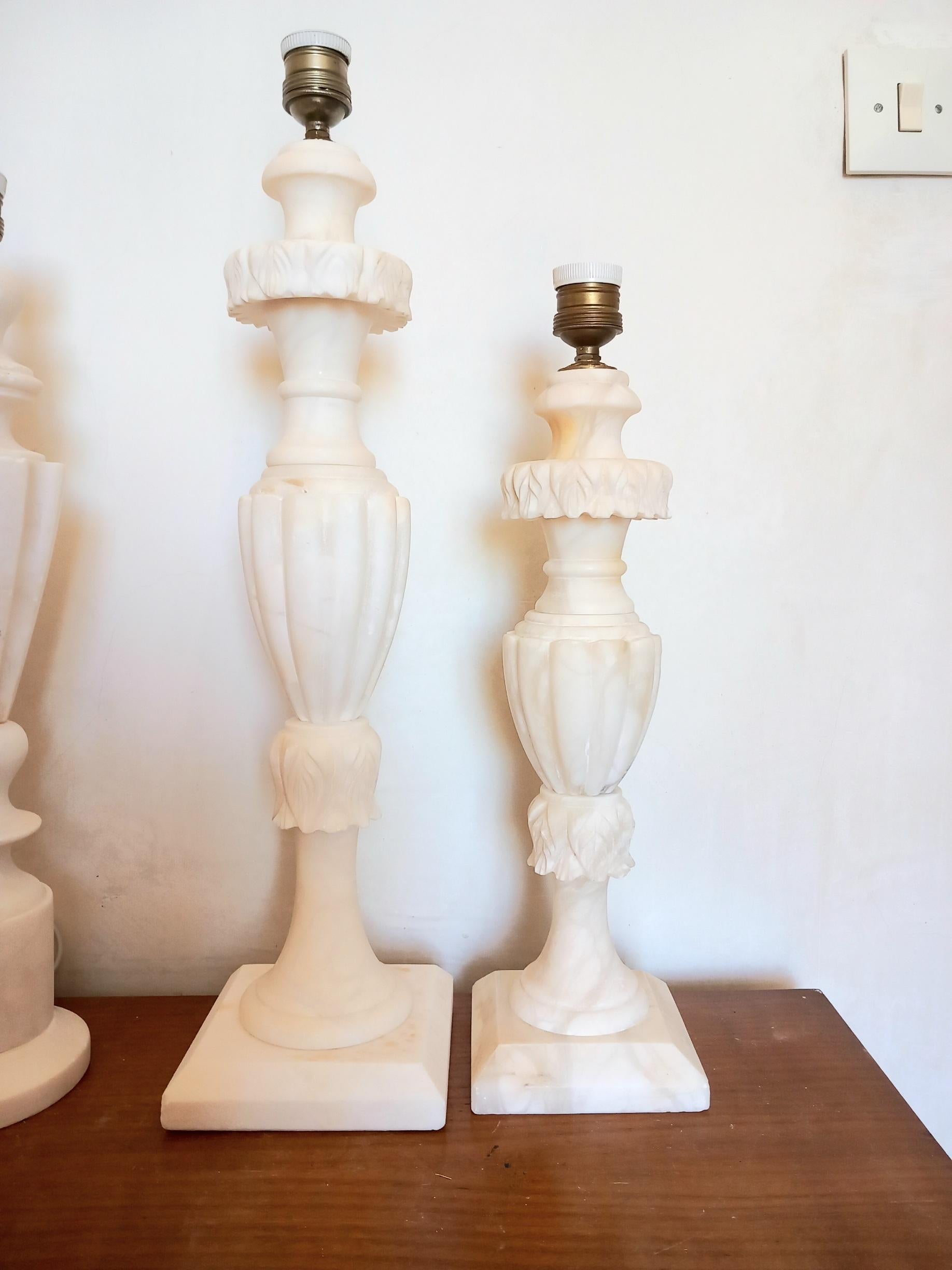 Lampe de bureau Art Déco en albâtre blanc en vente 2