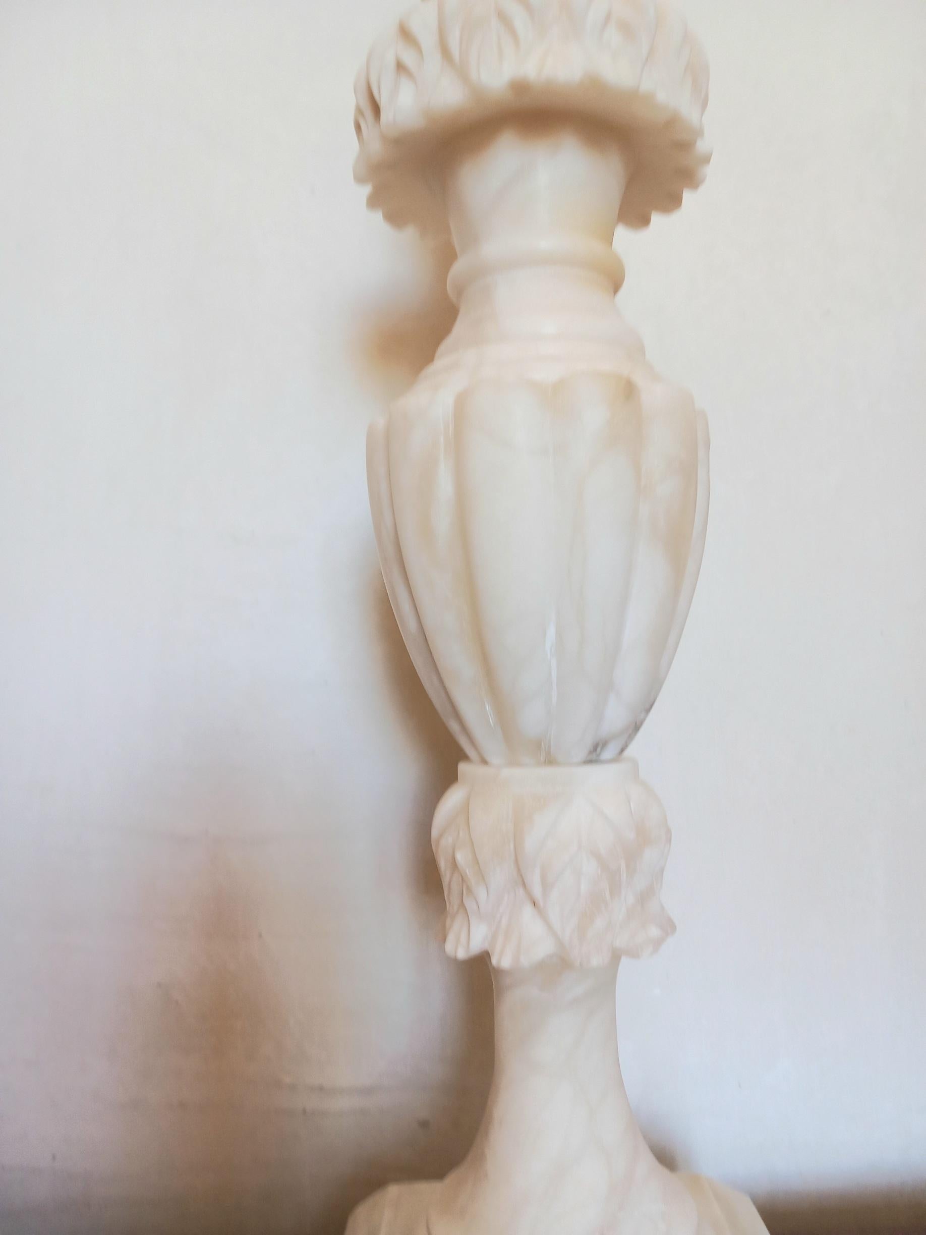 Lampe de bureau Art Déco en albâtre blanc en vente 4