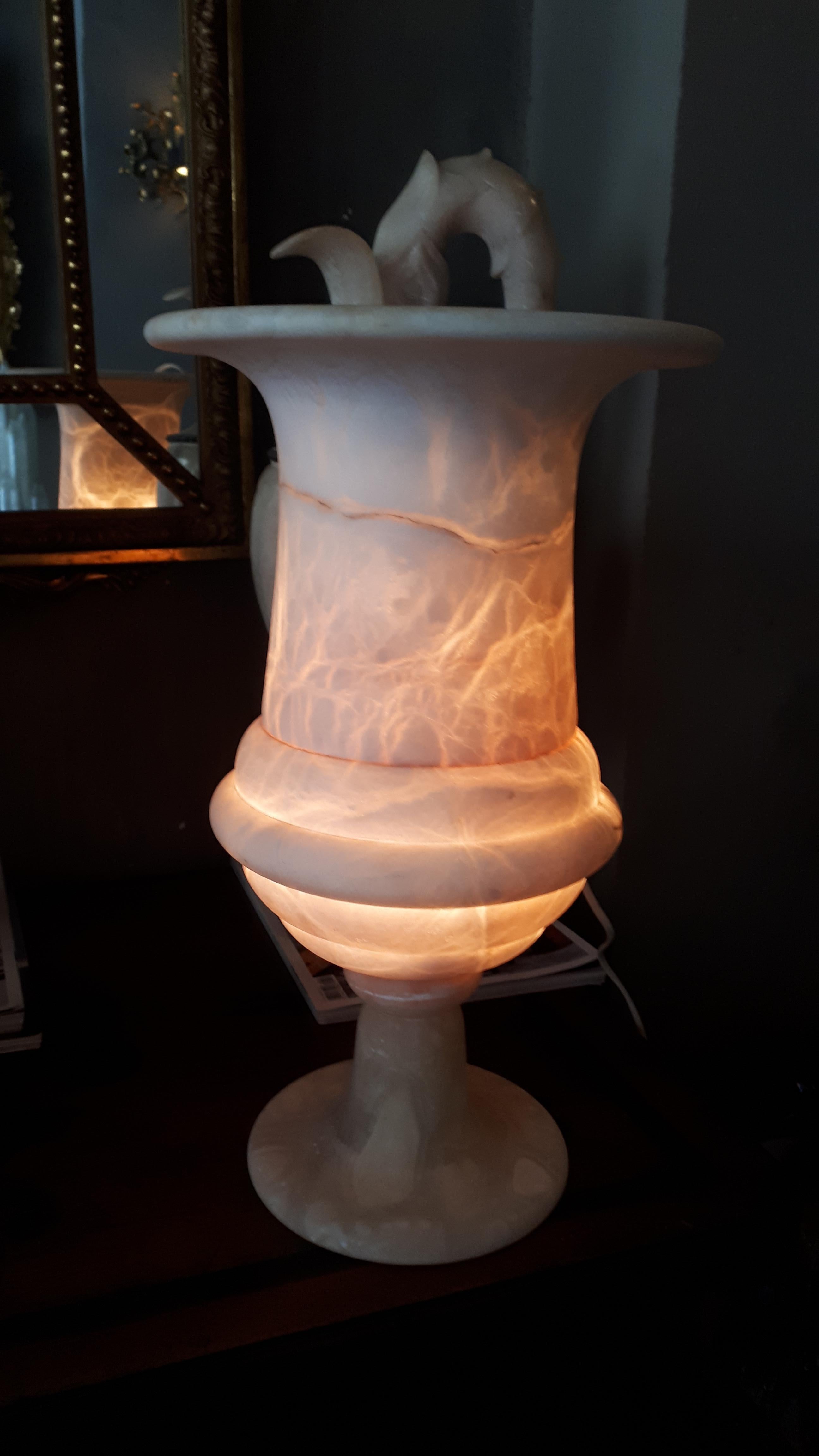 Spanish Art Deco Alabaster Urn Uplighter Lamp (custom made listing for M. )