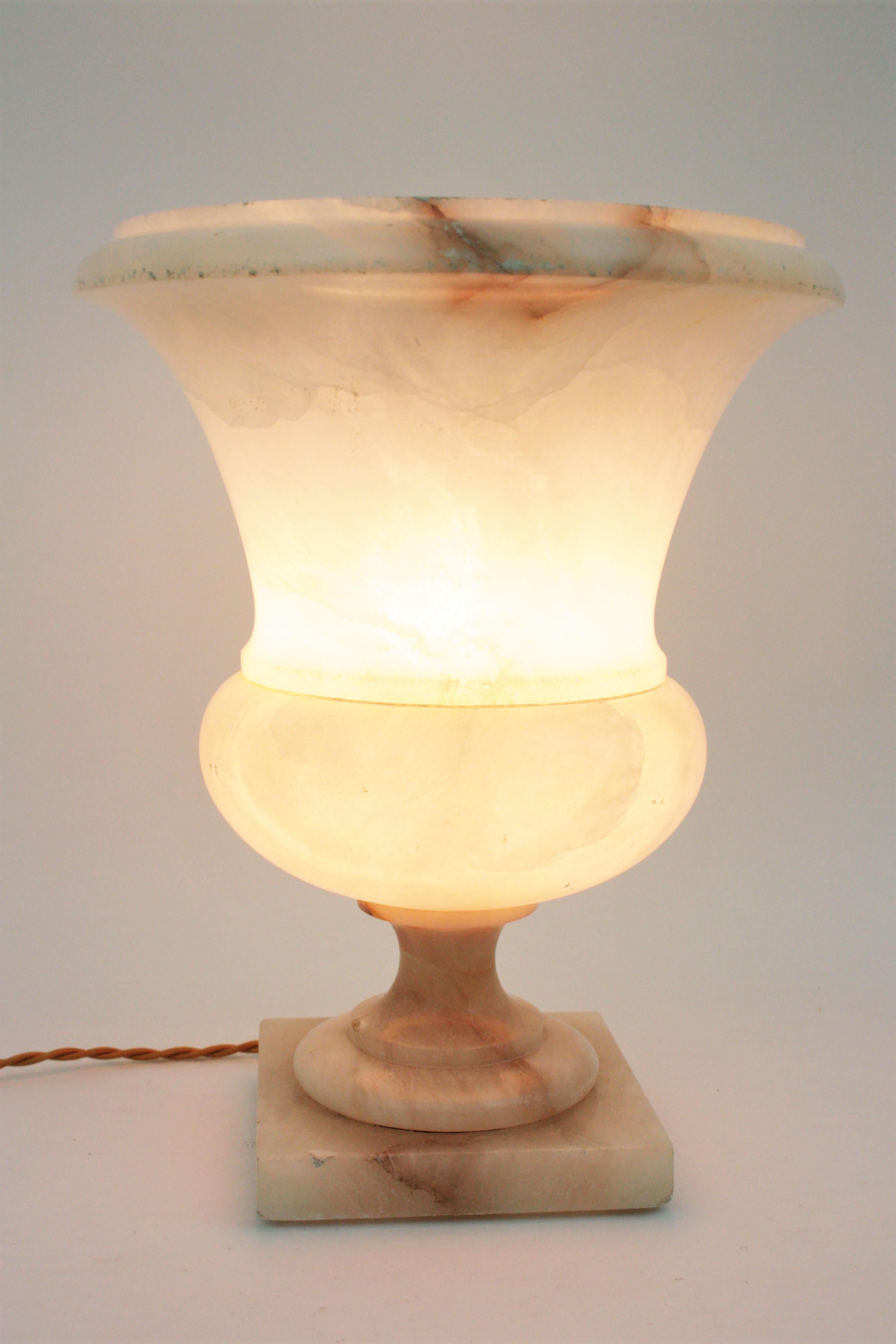 Art Deco Alabaster Urn Uplighter Lamp, Spain, 1930s 1
