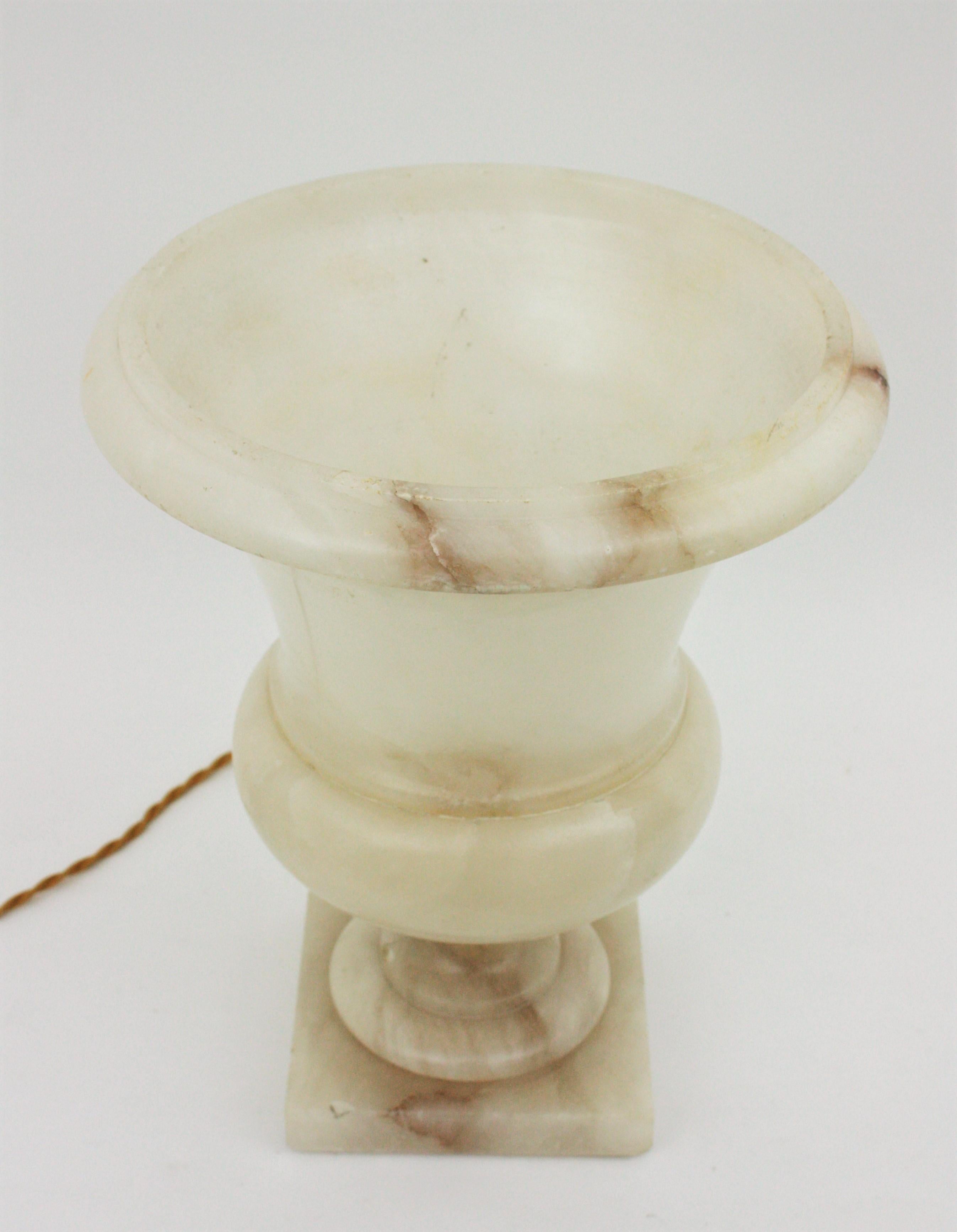 Art Deco Alabaster Urn Uplighter Lamp, Spain, 1930s 3