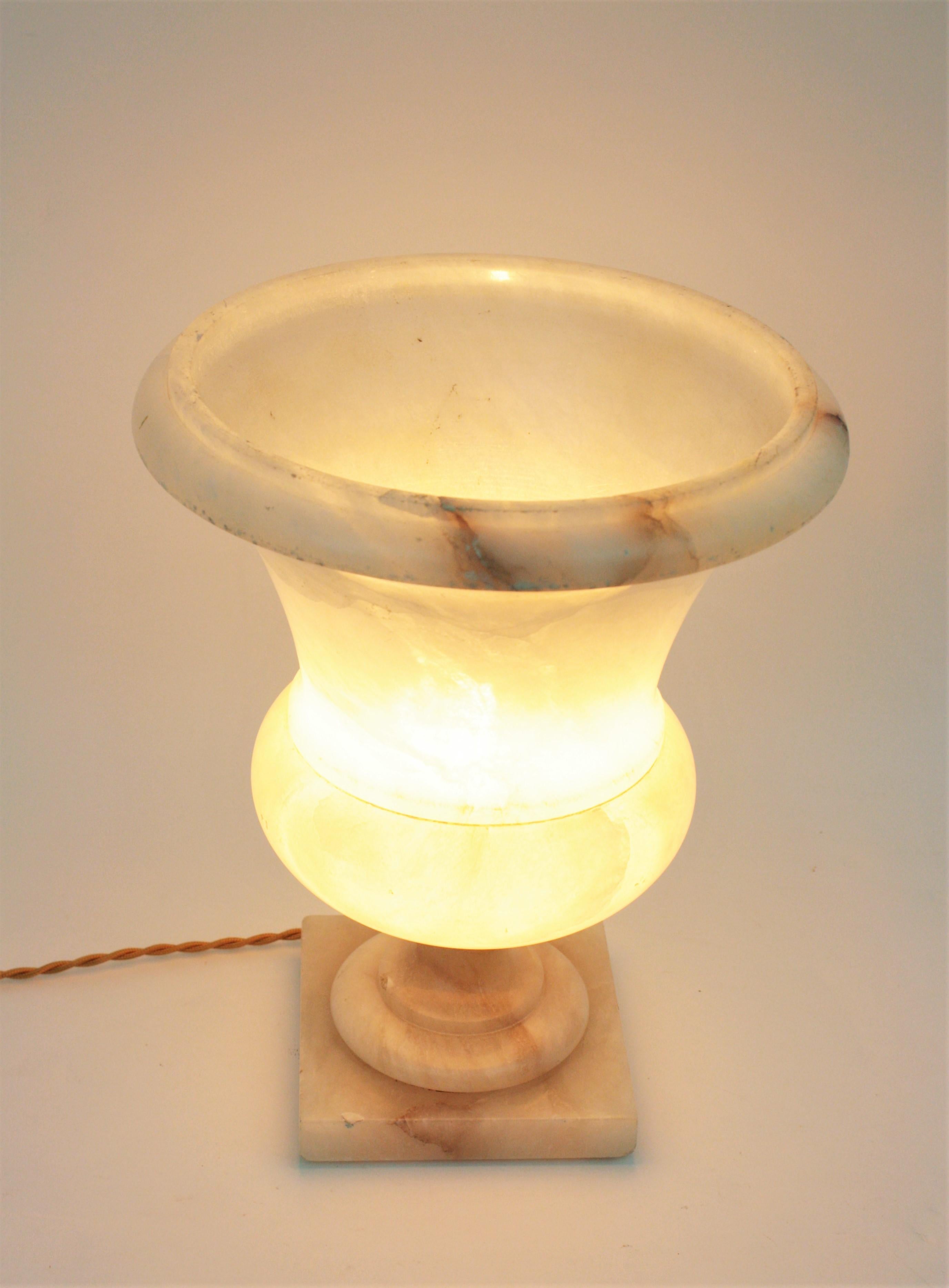 Art Deco Alabaster Urn Uplighter Lamp, Spain, 1930s 8