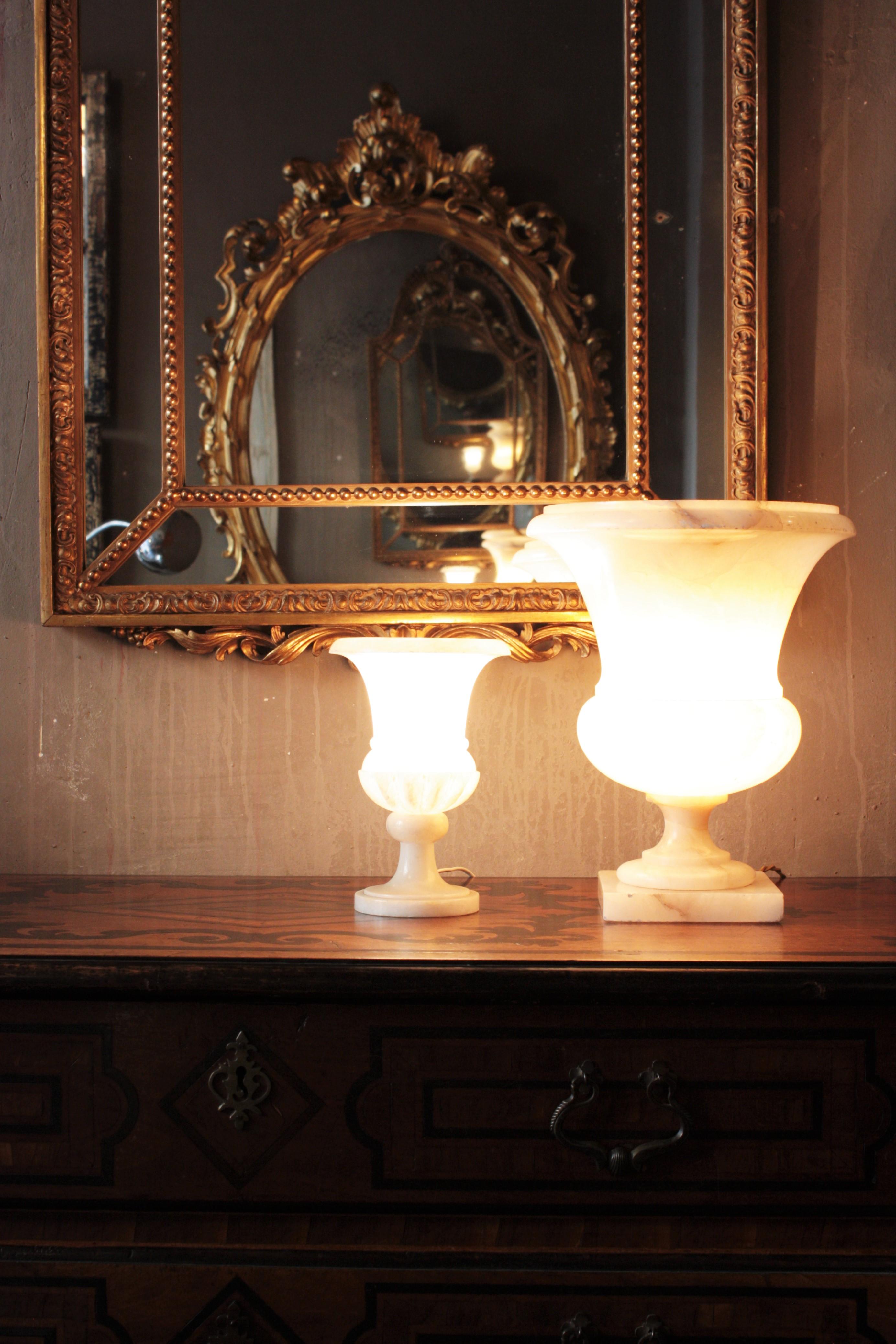 Art Deco Alabaster Urn Uplighter Lamp, Spain, 1930s 9