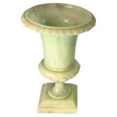 Art Deco Alabaster Urn Uplighter Table Lamp Green Color, France, circa 1940
