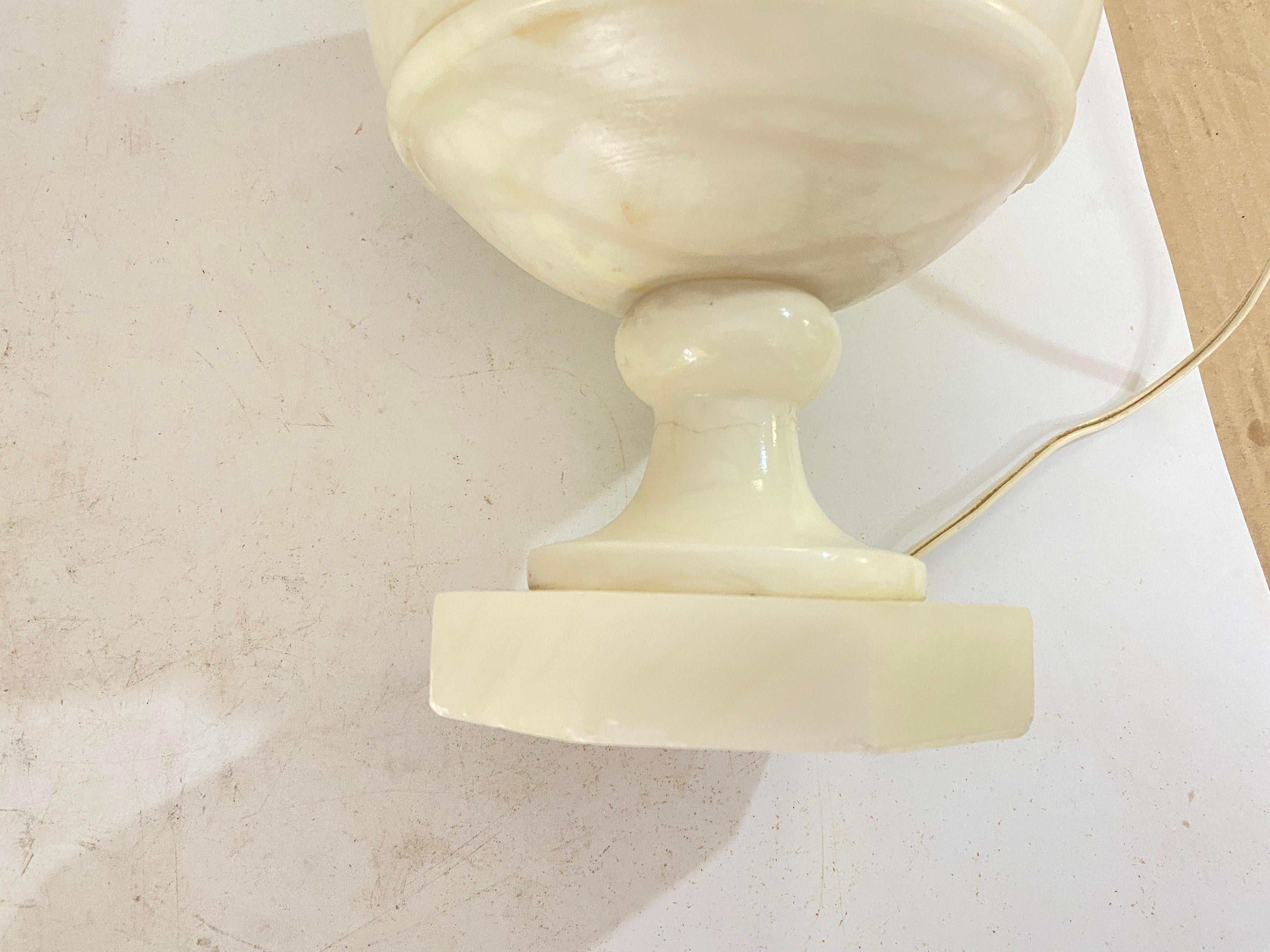 Art Deco Alabaster Urn Uplighter Table Lamp, White Color France, circa 1960 For Sale 2