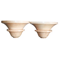 Art Deco Alabaster Wall Sconces Light Pink