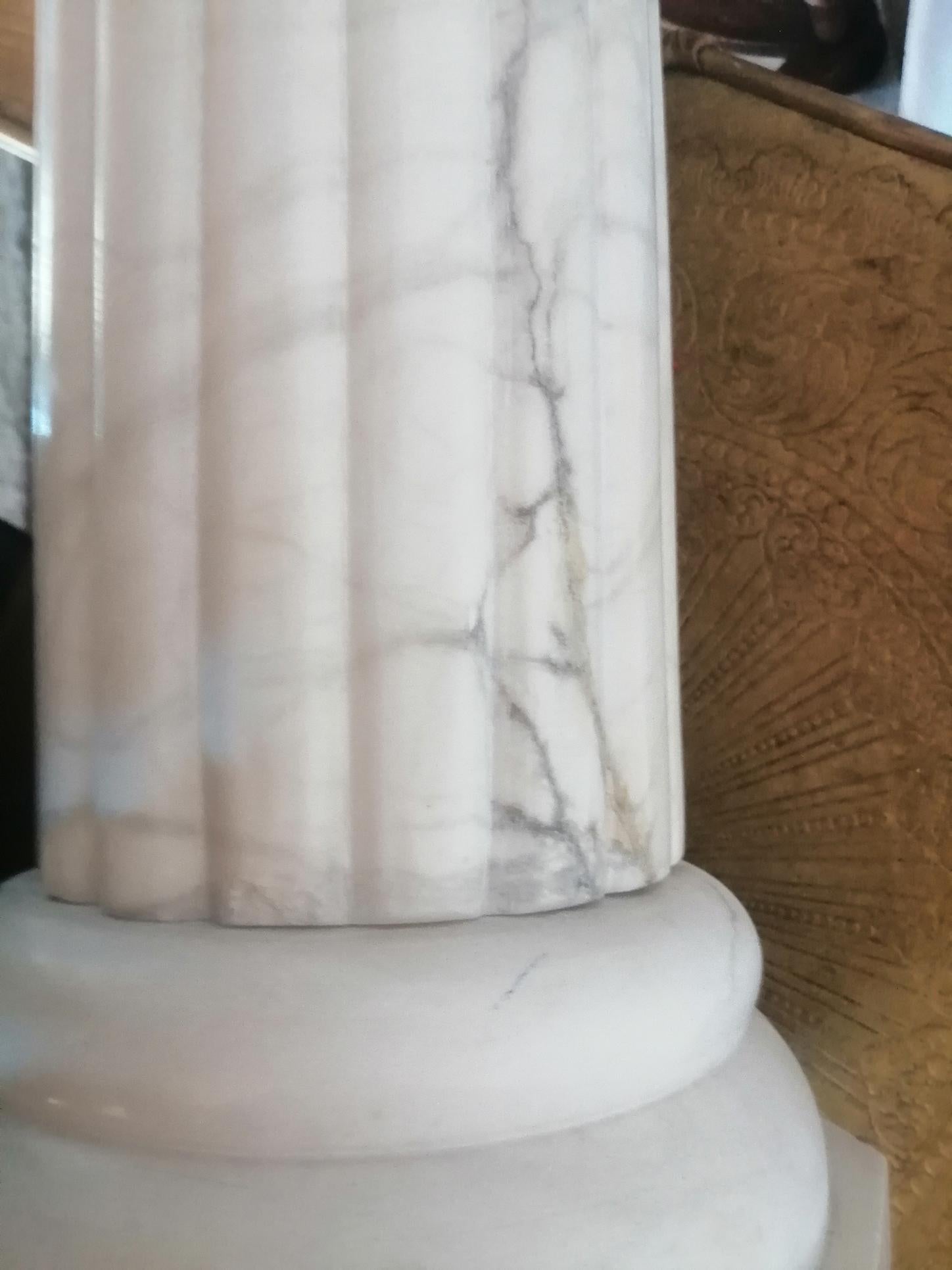  Flor Lamp Pedestal illuminated  Alabaster Marble White Greek Colunm Form, Italy For Sale 5