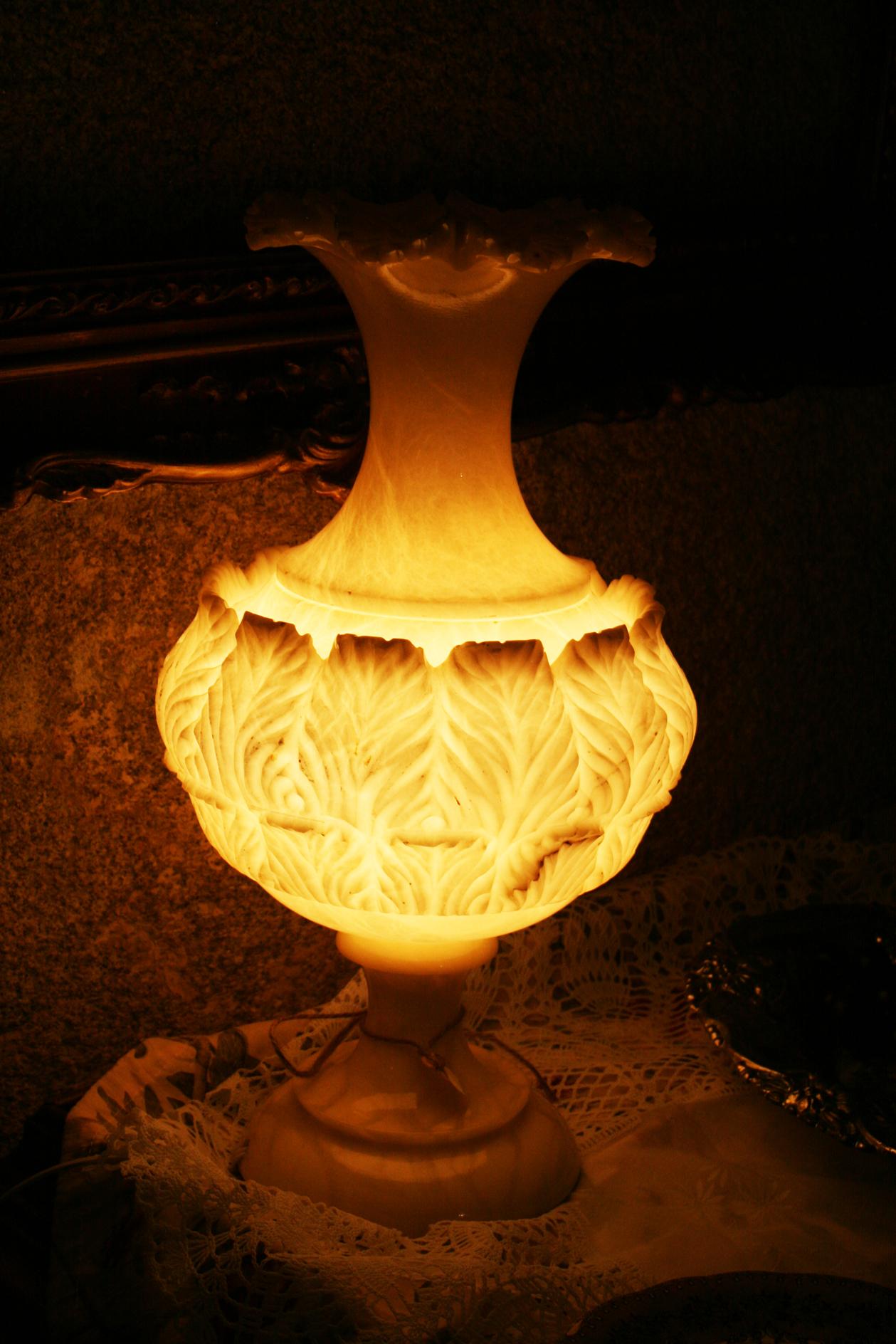 Art Deco Alabaster White Table Lamp, Italy, First Half of The 20th Century 7