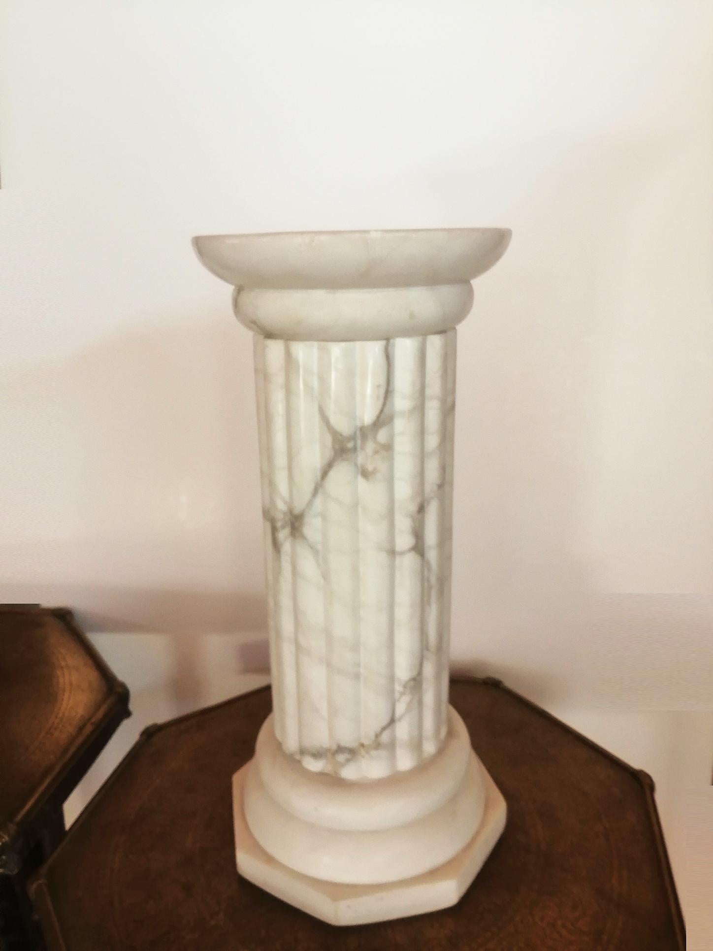  Flor Lamp Pedestal illuminated  Alabaster Marble White Greek Colunm Form, Italy For Sale 8