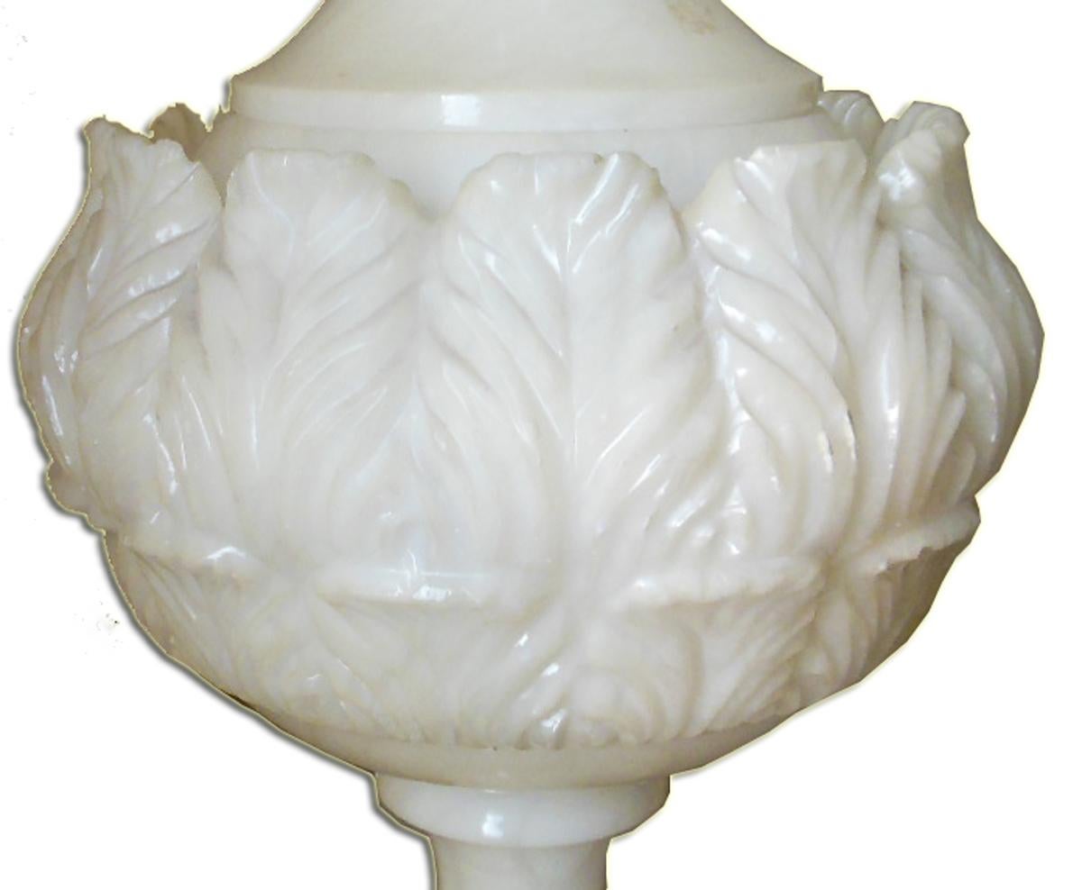Art Deco Alabaster White Table Lamp, Italy, First Half of The 20th Century 11