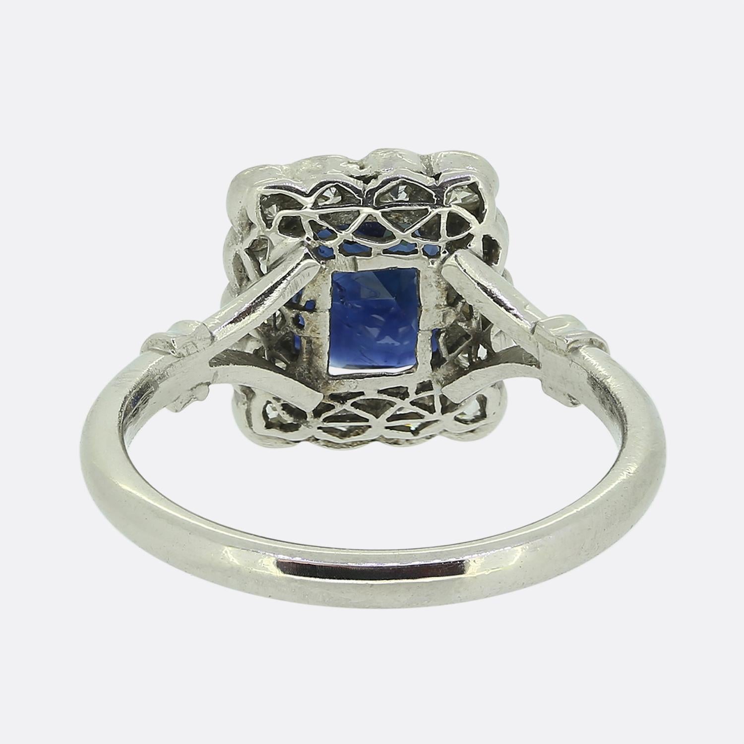 Art Deco Alabaster & Wilson Sapphire and Diamond Cluster Ring In Good Condition For Sale In London, GB