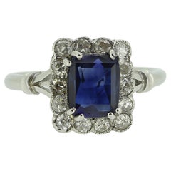 Art Deco Alabaster & Wilson Sapphire and Diamond Cluster Ring