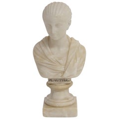 Antique Art Deco Albaster Plautilla Bust Neoclassic, Early 20th Century