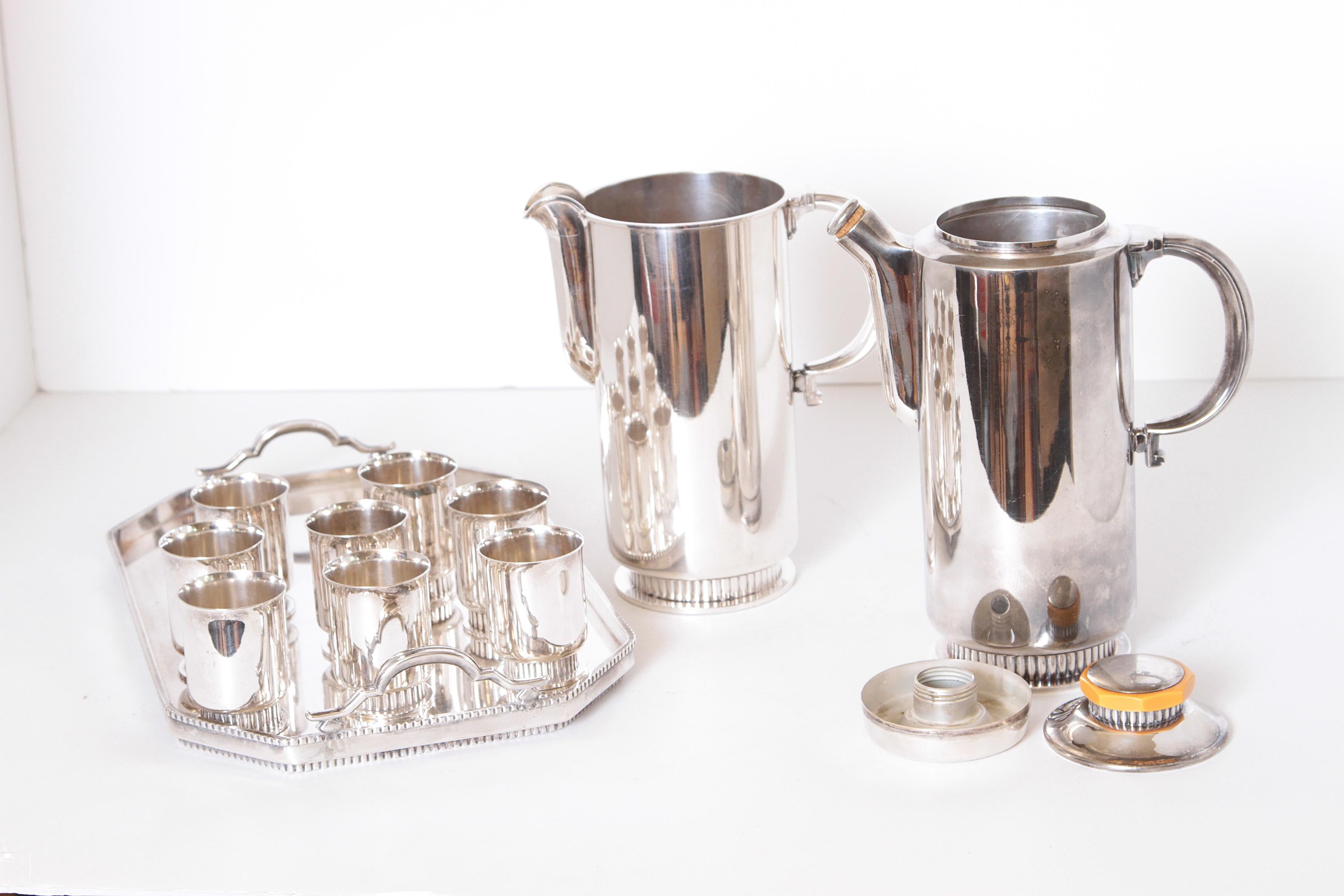 Art Deco Albert Feinauer Silver Plate / Catalin Cocktail Set for Barbour Silver 1