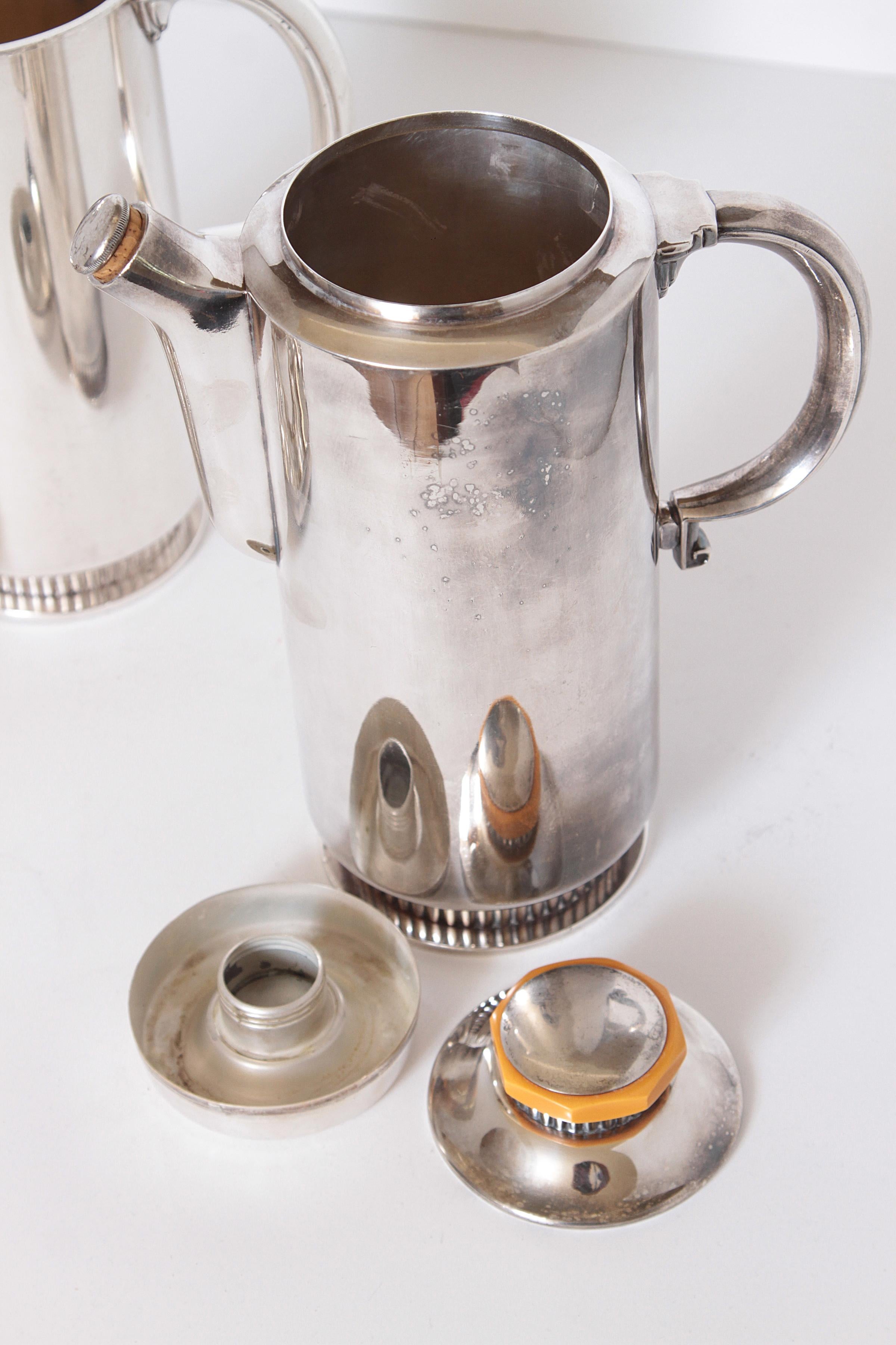 Art Deco Albert Feinauer Silver Plate / Catalin Cocktail Set for Barbour Silver 2