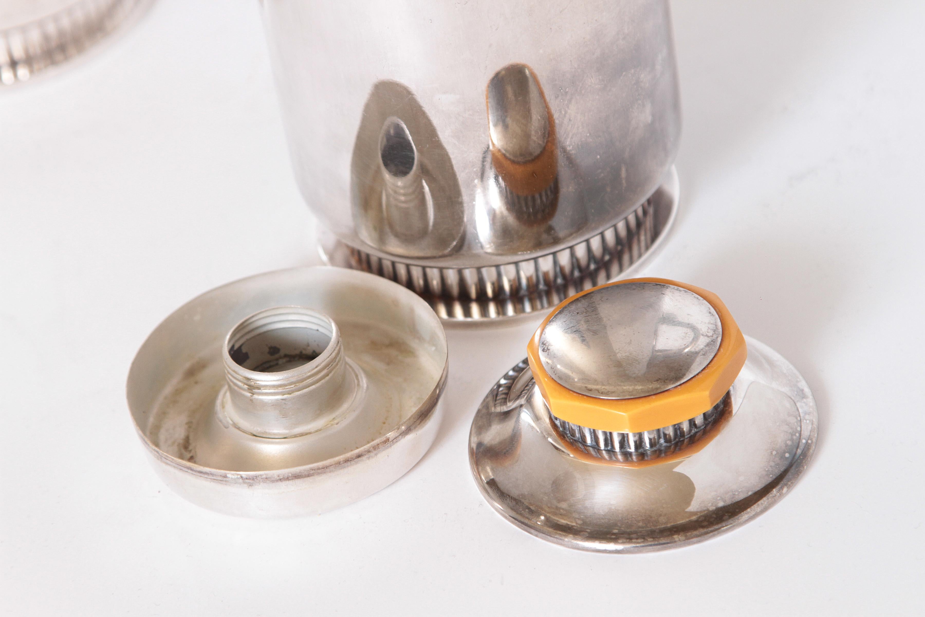 Art Deco Albert Feinauer Silver Plate / Catalin Cocktail Set for Barbour Silver 3