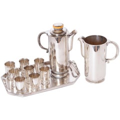 Art Deco Albert Feinauer Tafelsilber / Catalin Cocktail Set für Barbour Silver