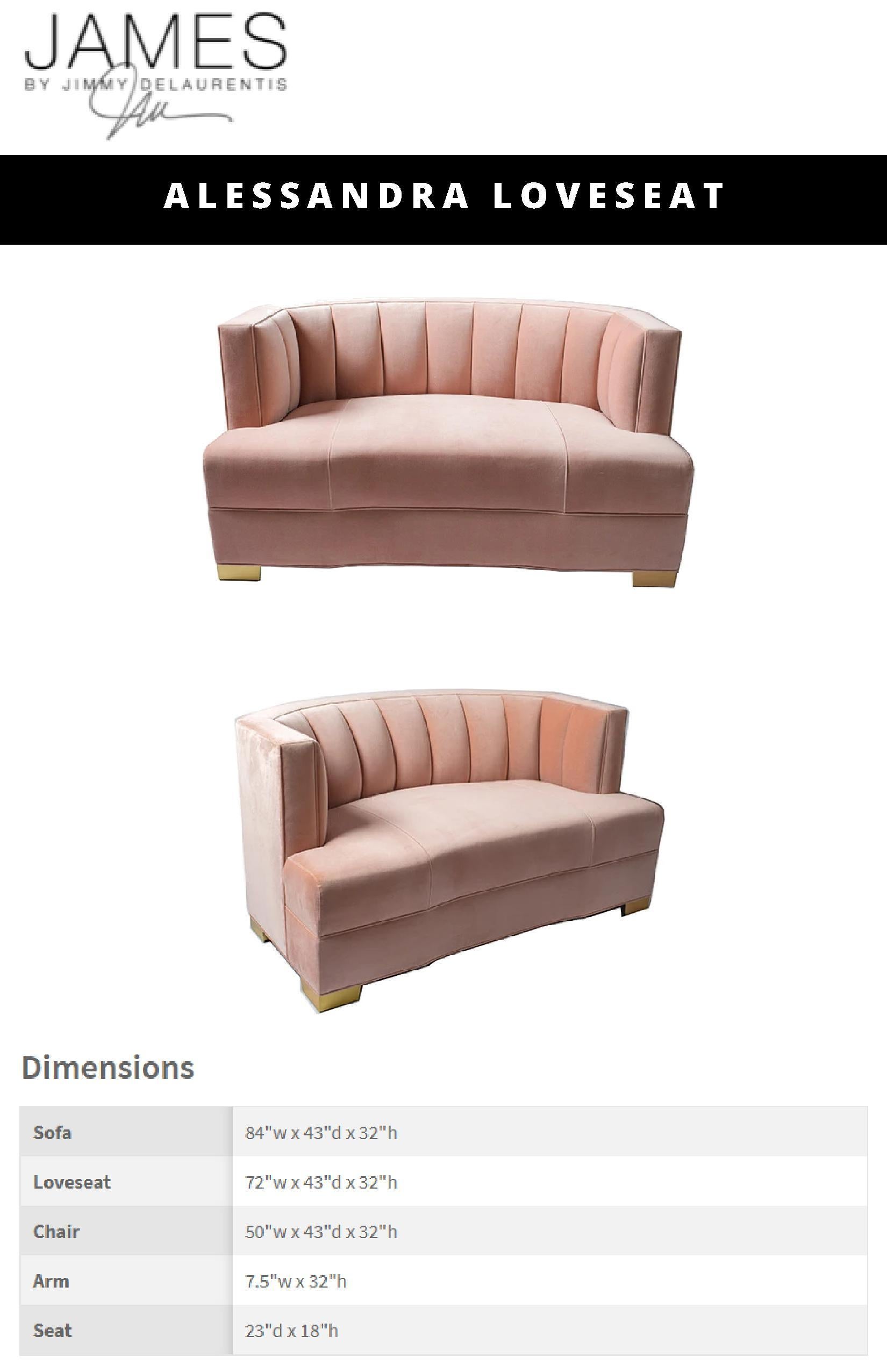 Art Deco Alessandra geschwungener Loveseat, handgefertigt von James von Jimmy Delaurentis (amerikanisch) im Angebot