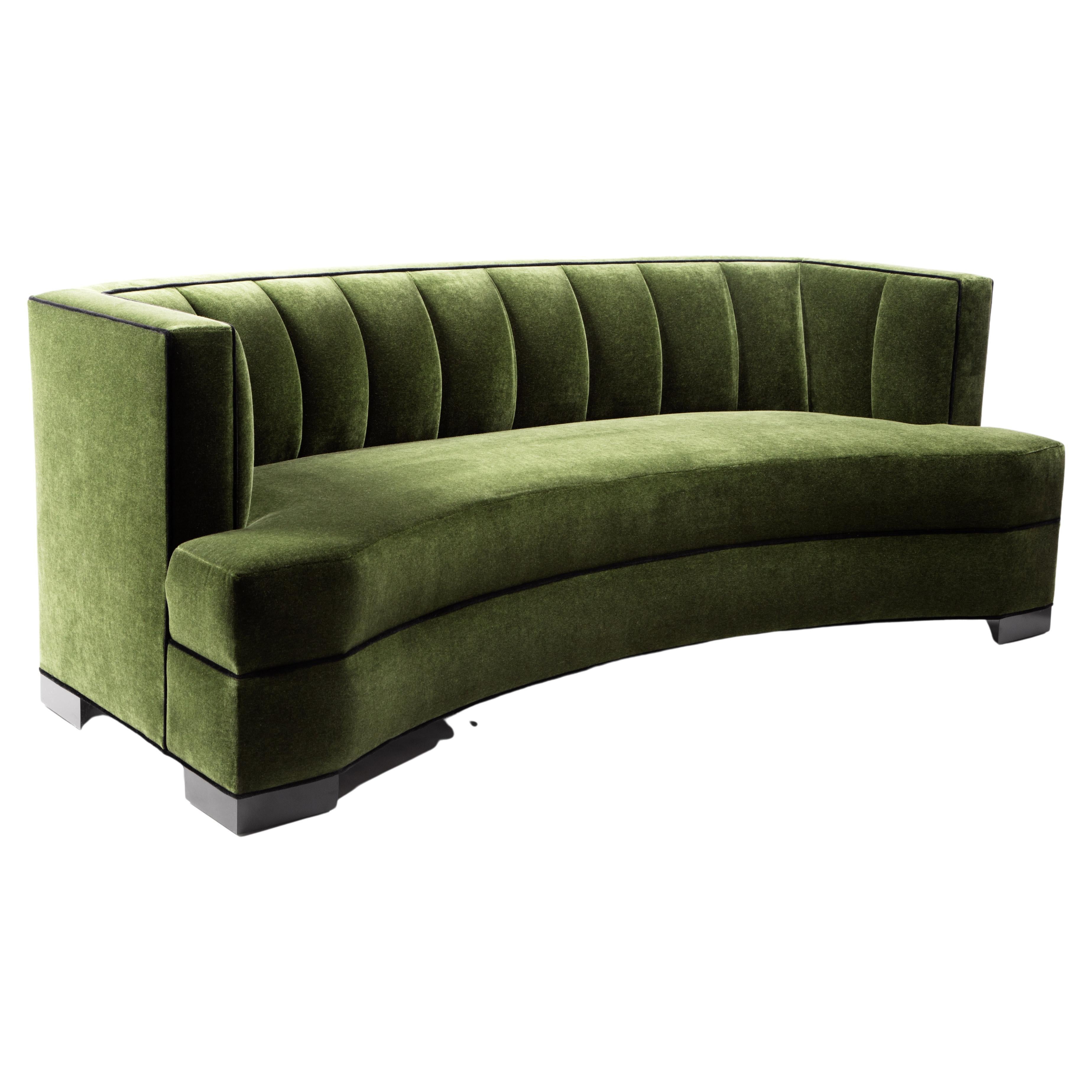 Meet Alessandra, the definition of old Hollywood glamour. From rounded back to channel-tufting, her curves embrace as you relax on her stunning frame. Whether clothed in velvet, wool or mohair, this sleek sofa adds refinement and class to any