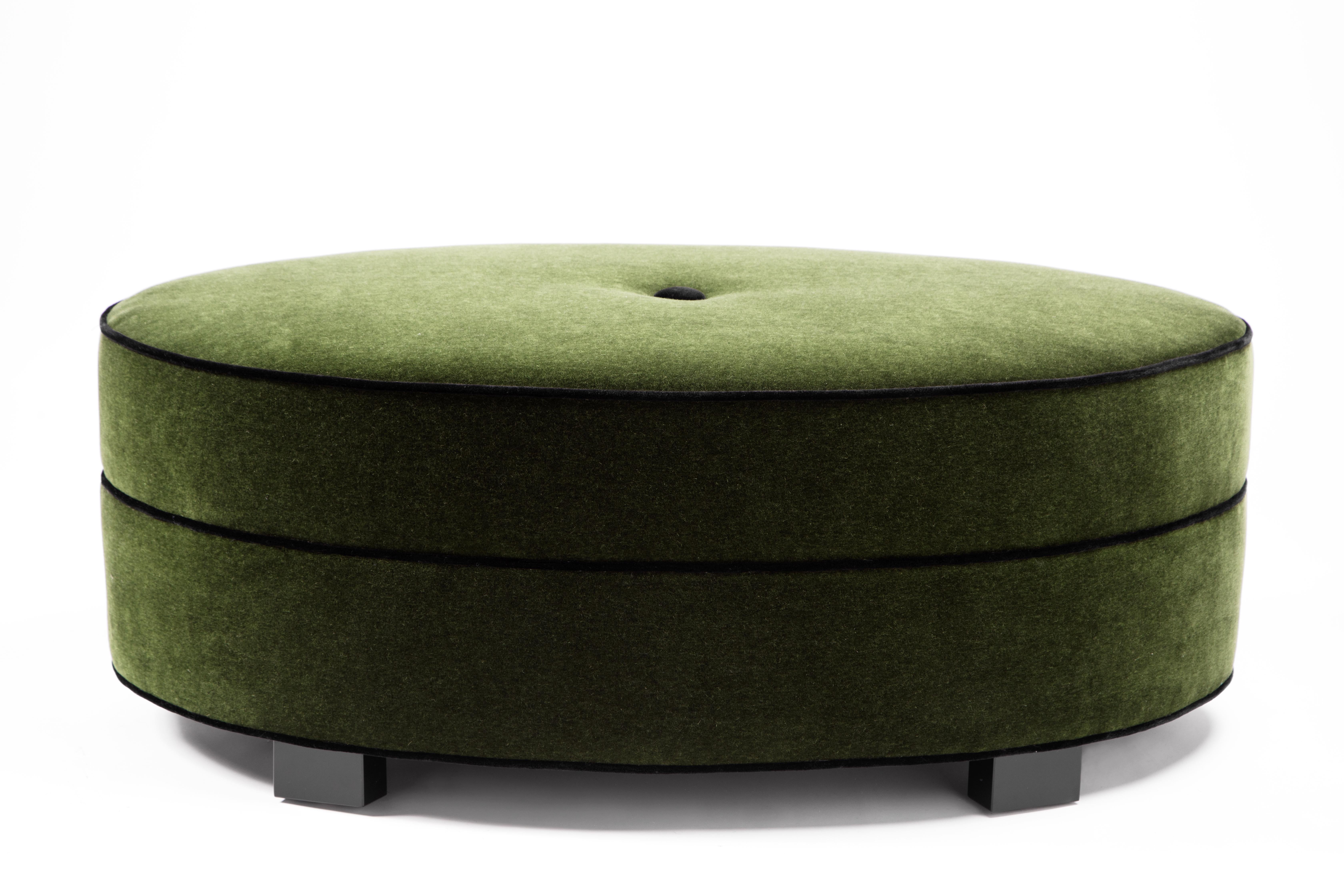 Hand-Crafted Art Deco Alessandra Ottoman Handcrafted by JAMES by Jimmy DeLaurentis For Sale