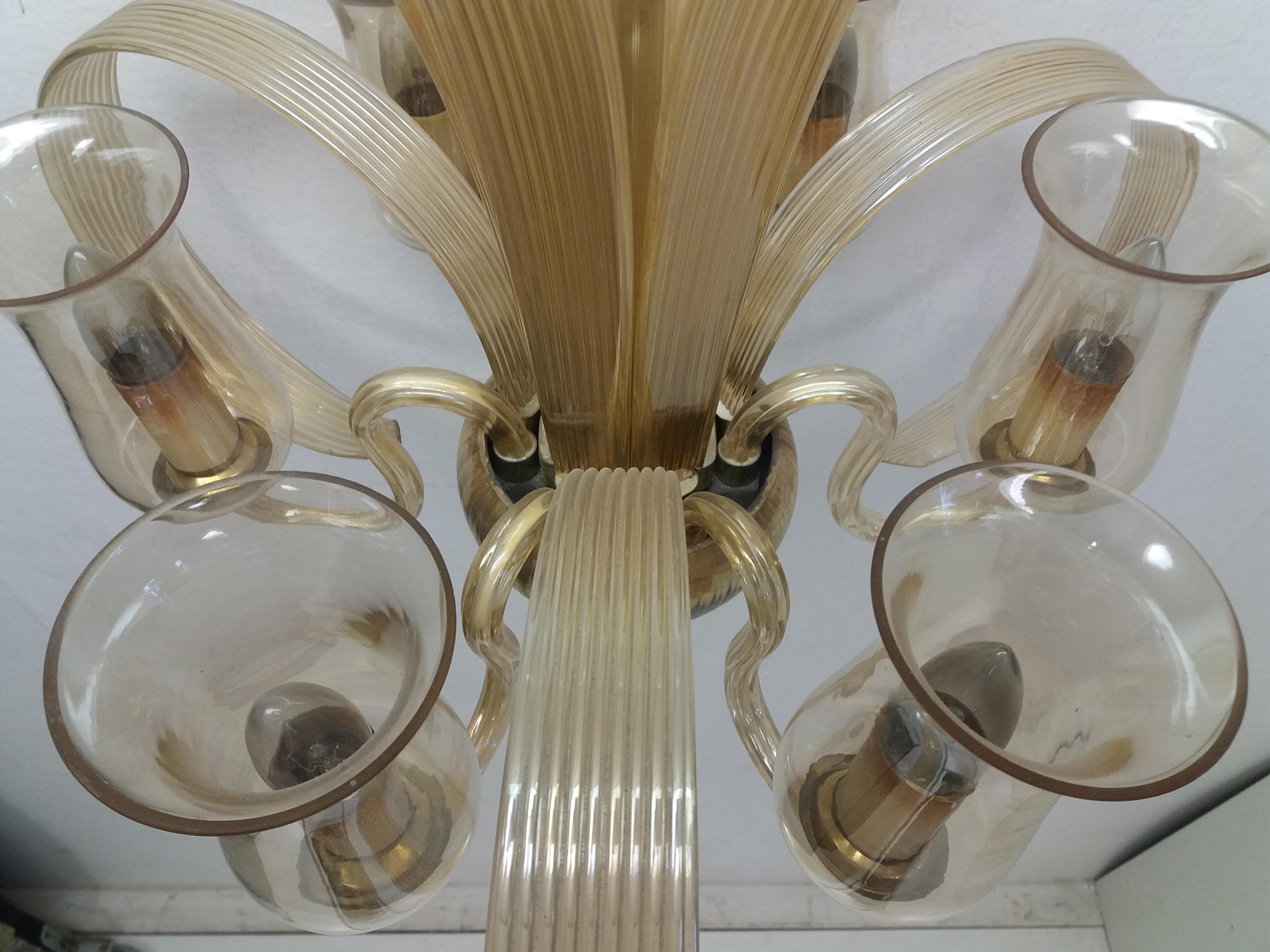 Art Deco All Glass Chandelier, 1930's For Sale 5
