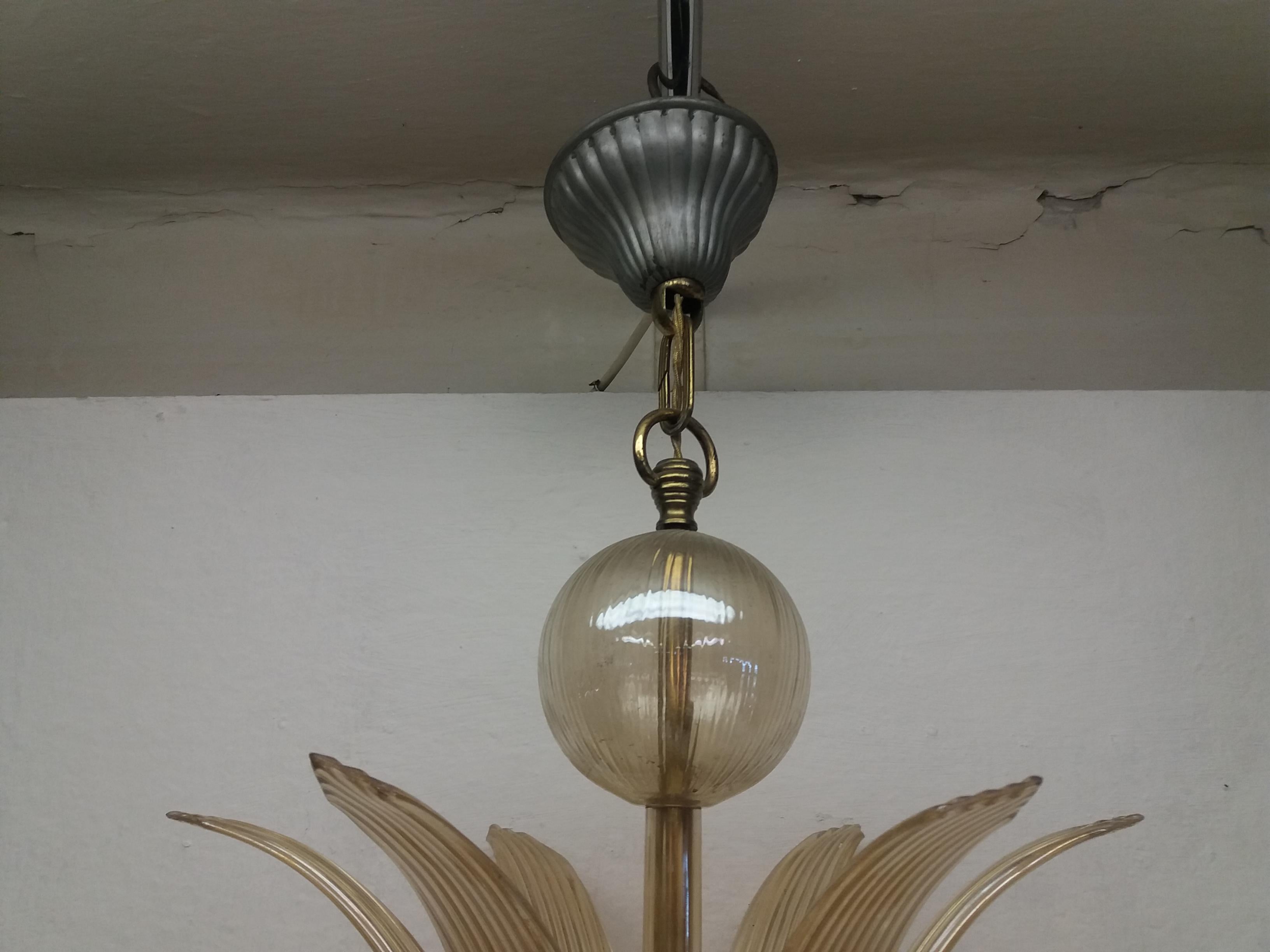 Art Deco All Glass Chandelier, 1930's For Sale 3
