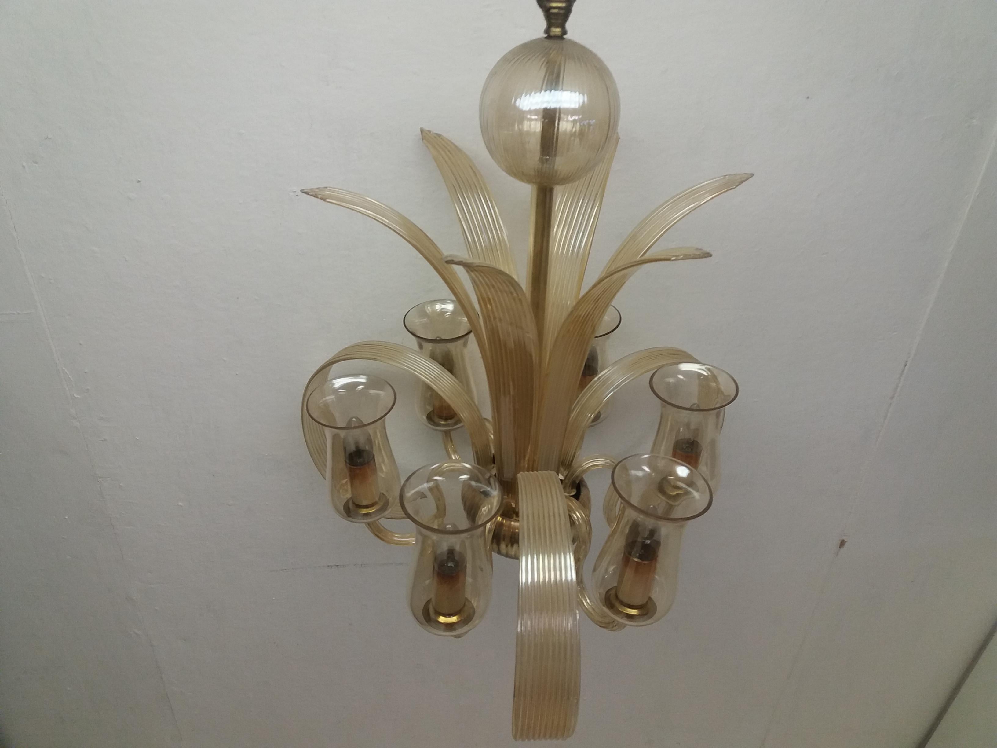 Art Deco All Glass Chandelier, 1930's For Sale 4