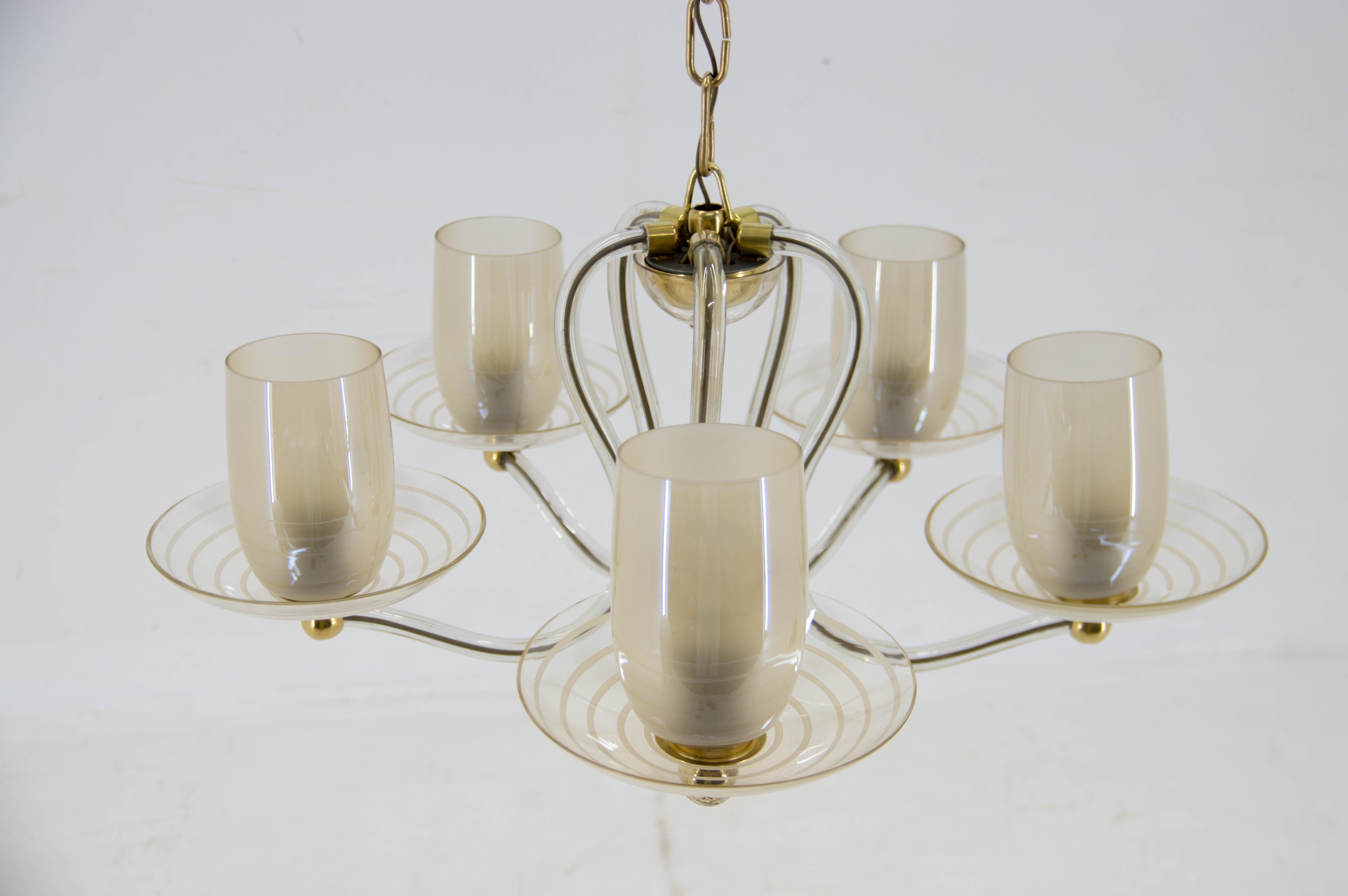 Art-Deco-Kronleuchter aus Glas, 1930er Jahre, restauriert im Angebot 3
