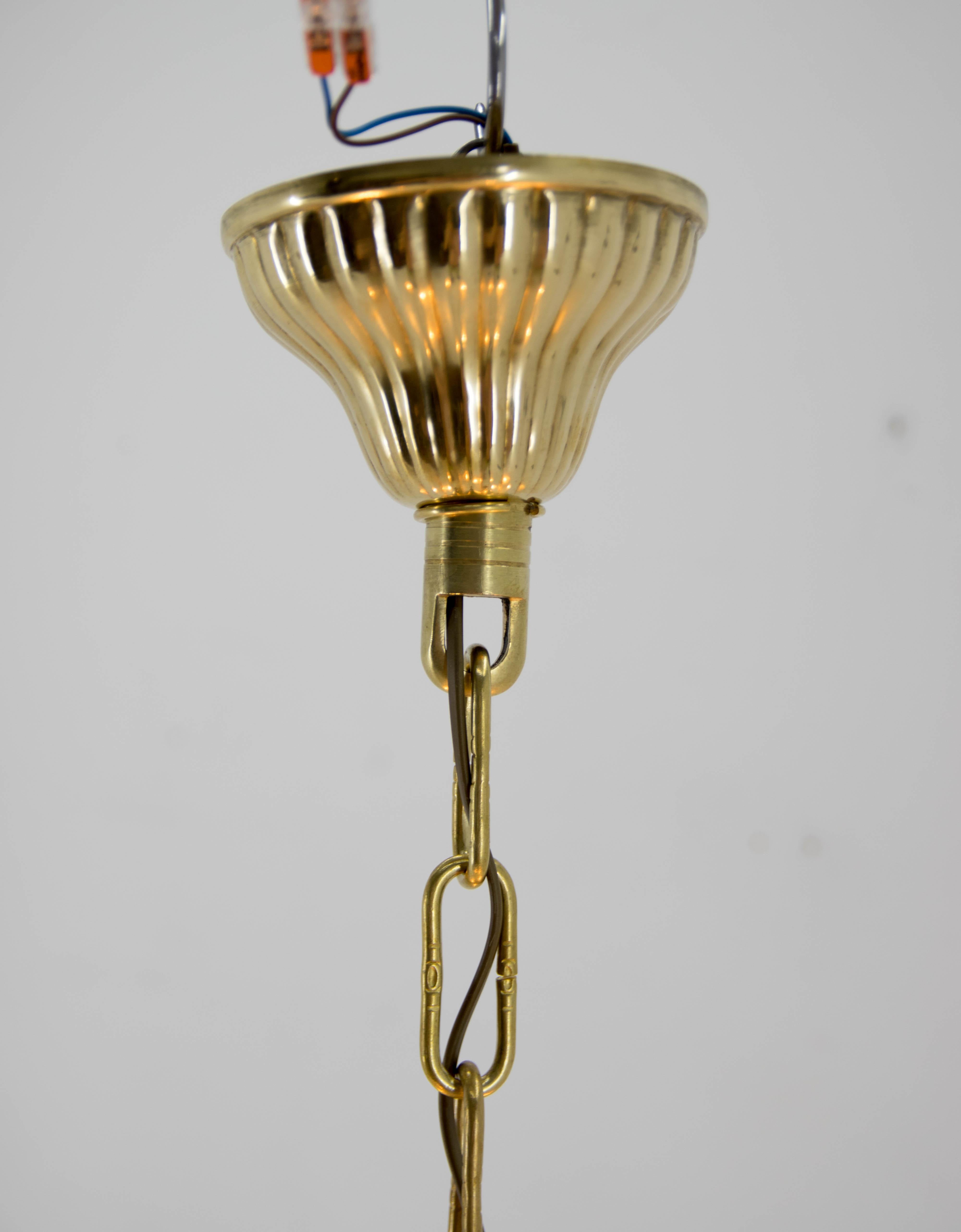 Art-Deco-Kronleuchter aus Glas, 1930er Jahre, restauriert im Zustand „Gut“ im Angebot in Praha, CZ