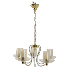 Art Deco All Glass Chandelier, 1930s, Restored