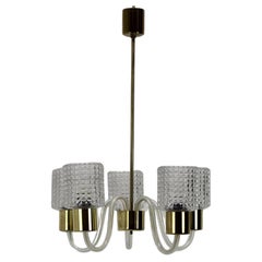 Art Deco All Glass Chandelier by Kamenicky Senov, 1960's, Czechoslovakia
