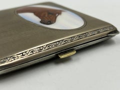 Art Deco Alpaca Box with Enameled Horse Motif, circa 1920-1930