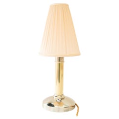Art Deco alpaca/brass table lamp with fabric shade vienna around 1920s