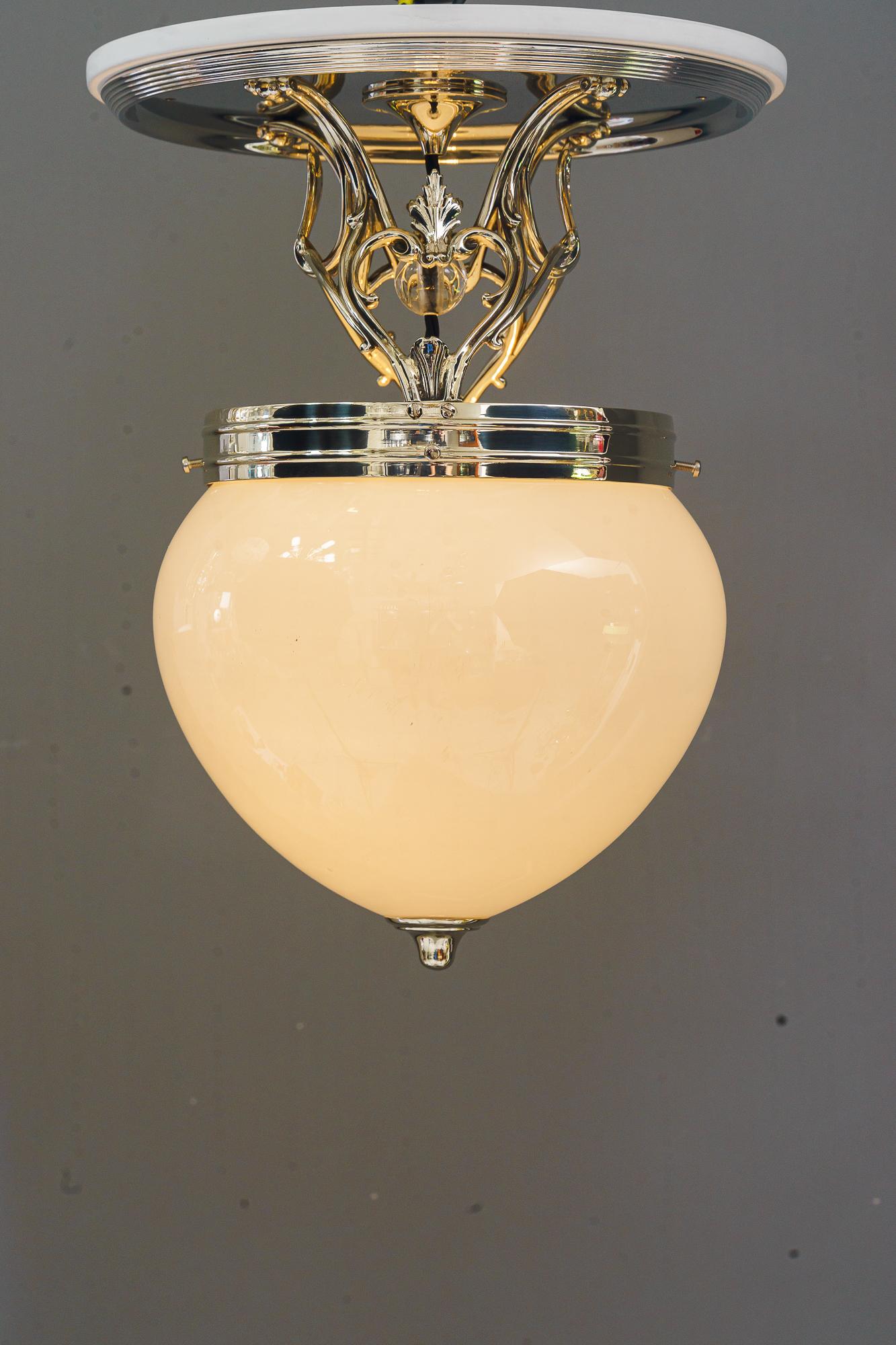 Art Deco alpaca  ceileing lamp vienna around 1920s For Sale 3